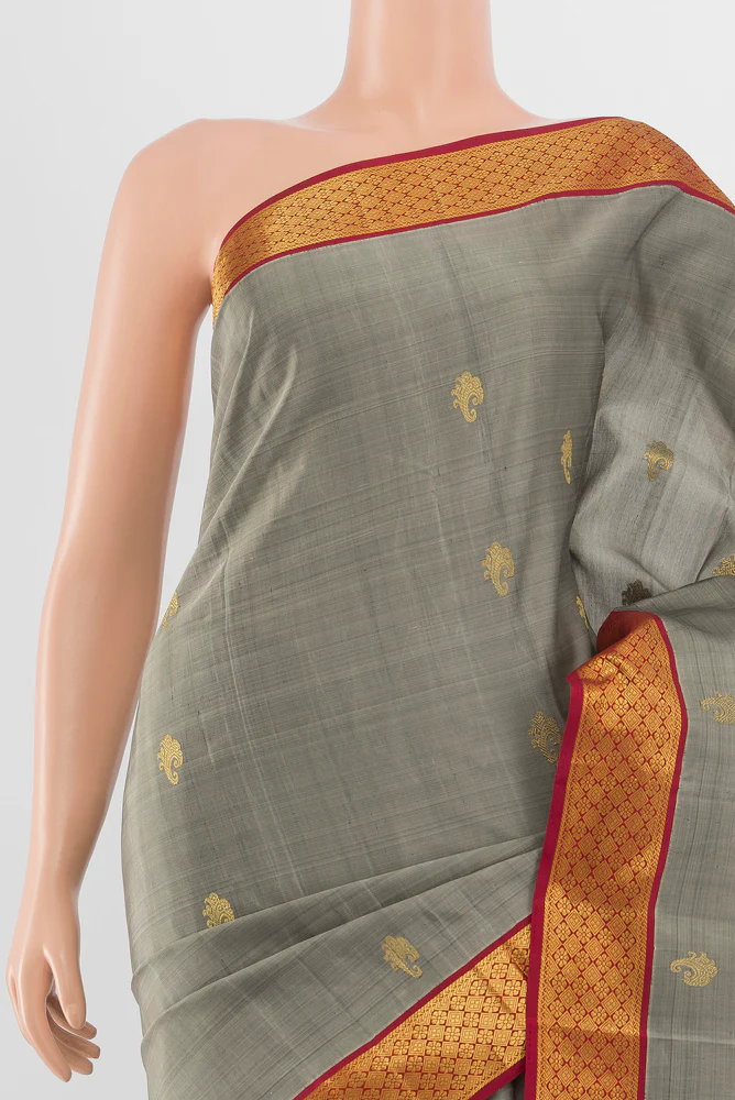 Grey Kanjivaram Silk Saree - Image 2