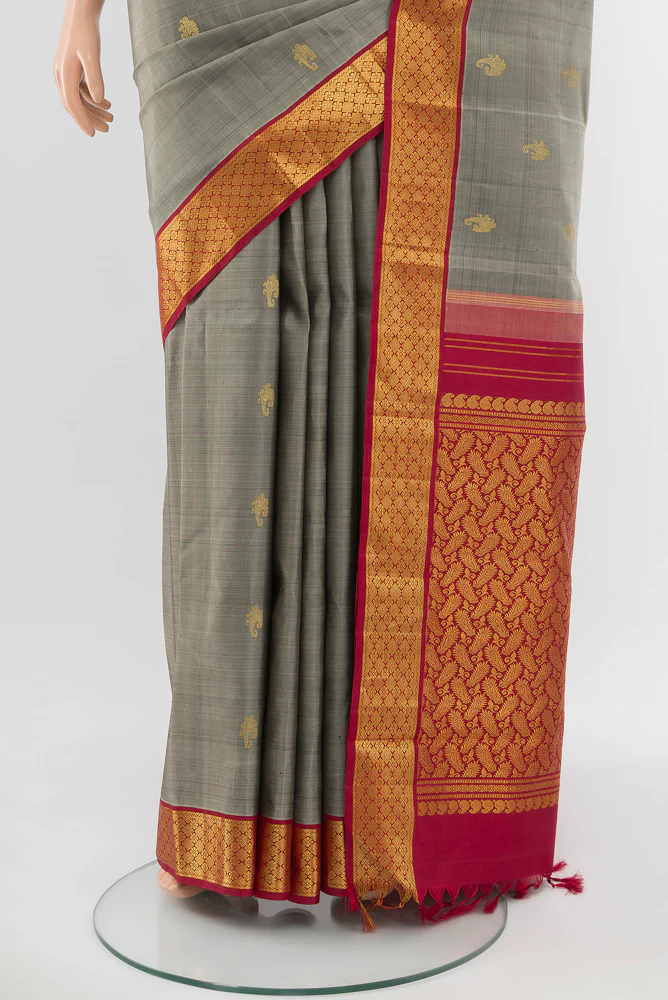 Grey Kanjivaram Silk Saree - Image 3