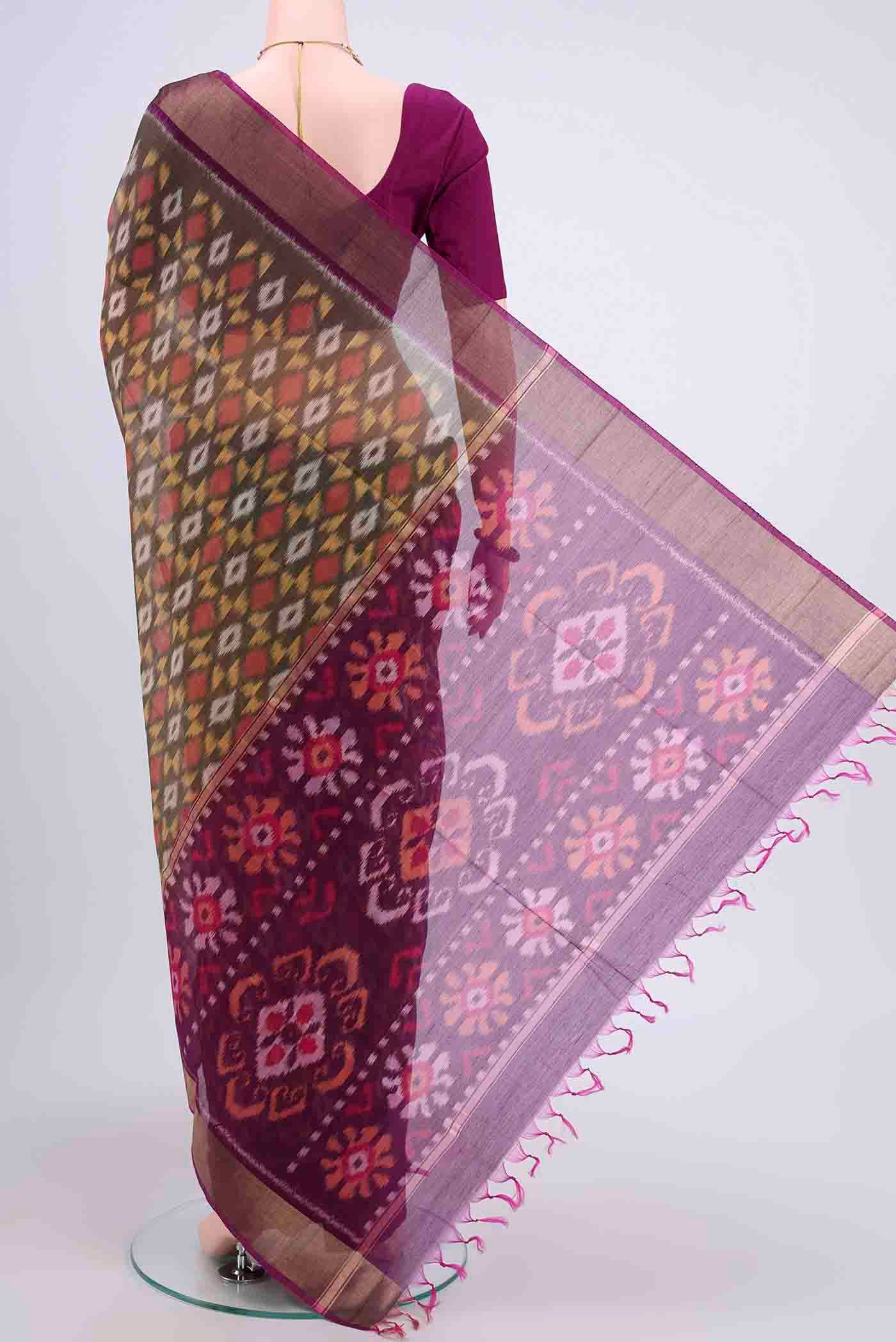 Davys Grey Silk Cotton Saree - Image 3