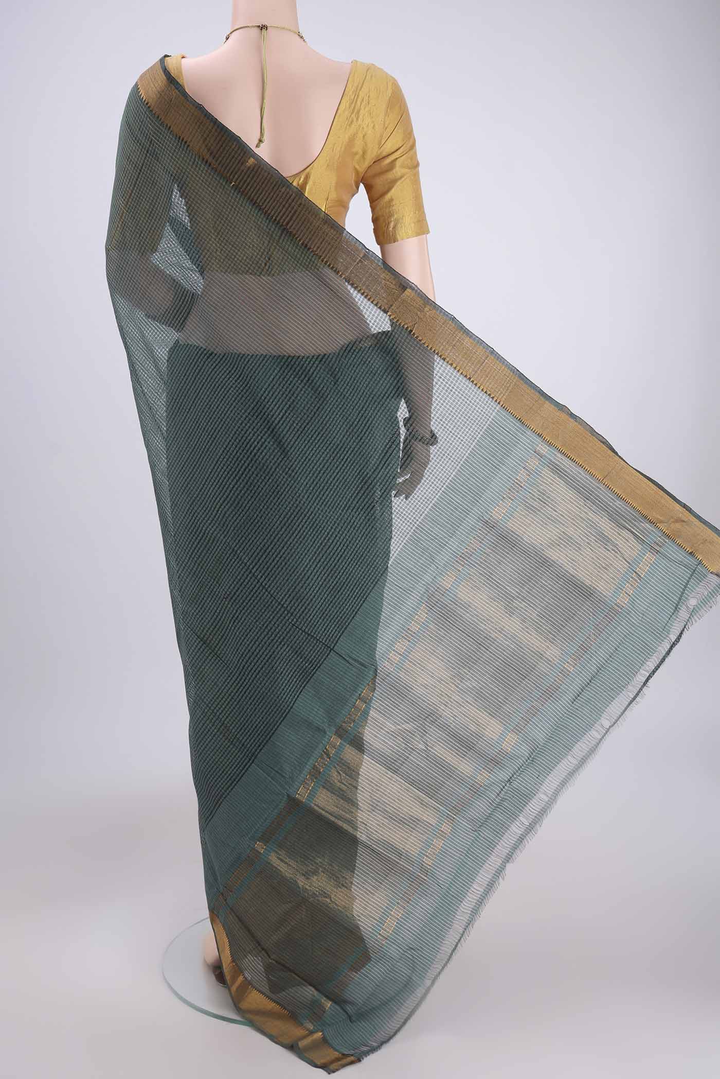 Davys Grey Mangalagiri Cotton Saree - Image 3