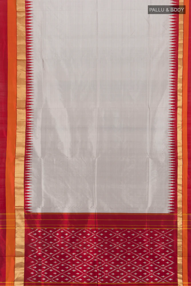 Grey Pochampally Silk Saree - Image 5