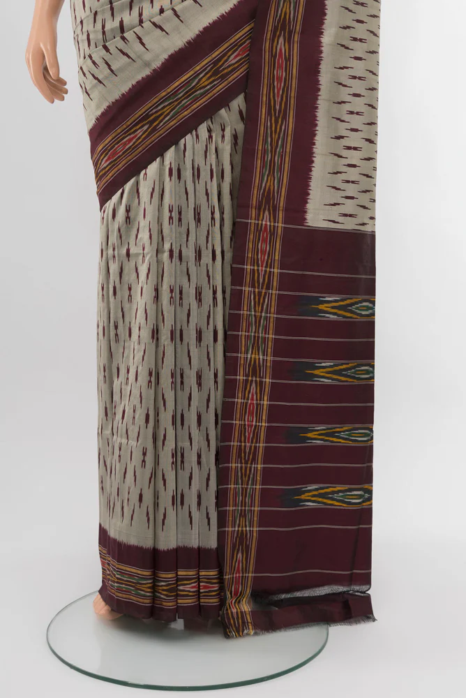 Davys Grey Pochampally Silk Saree - Image 3