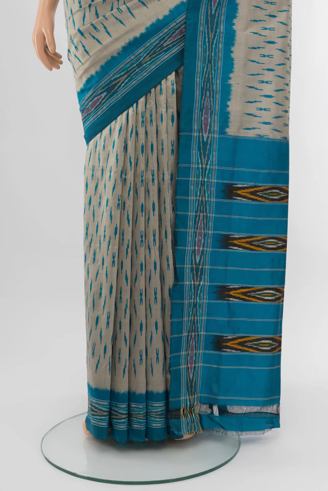 Grey Pochampally Silk Saree - Image 3
