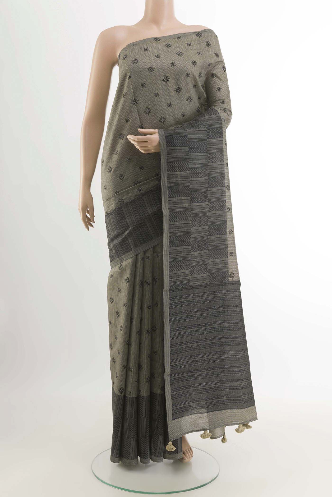 Davys Grey Tussar Saree