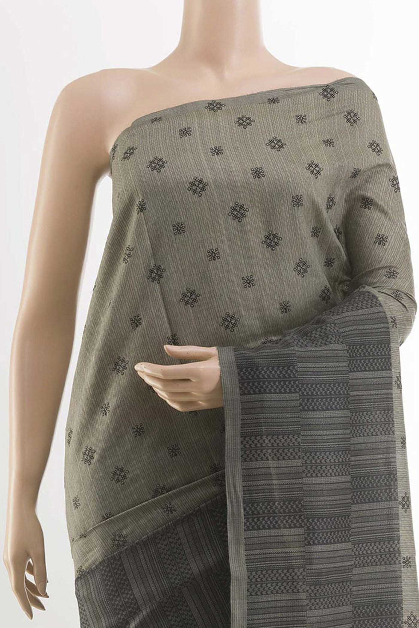 Davys Grey Tussar Saree - Image 2