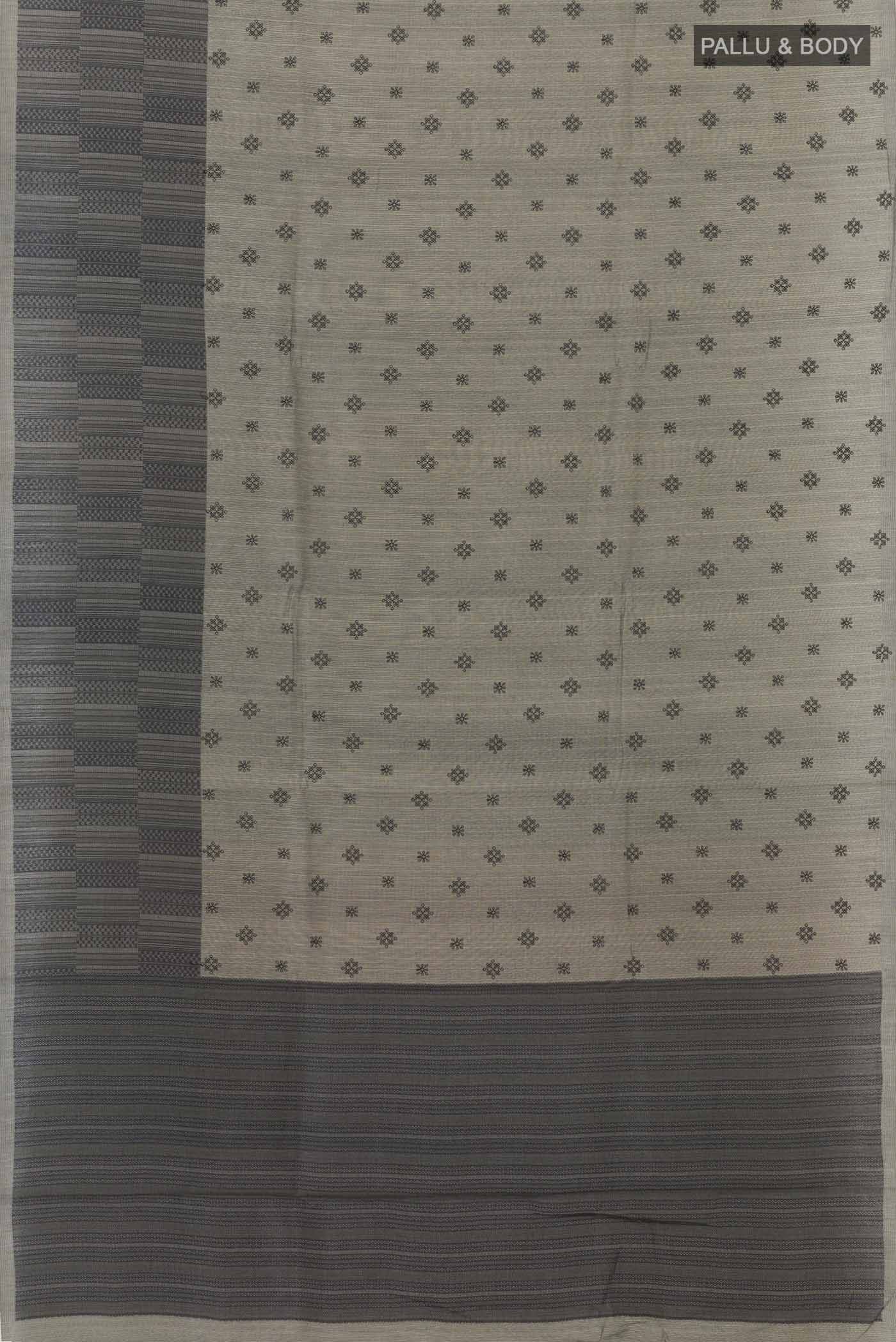 Davys Grey Tussar Saree - Image 4