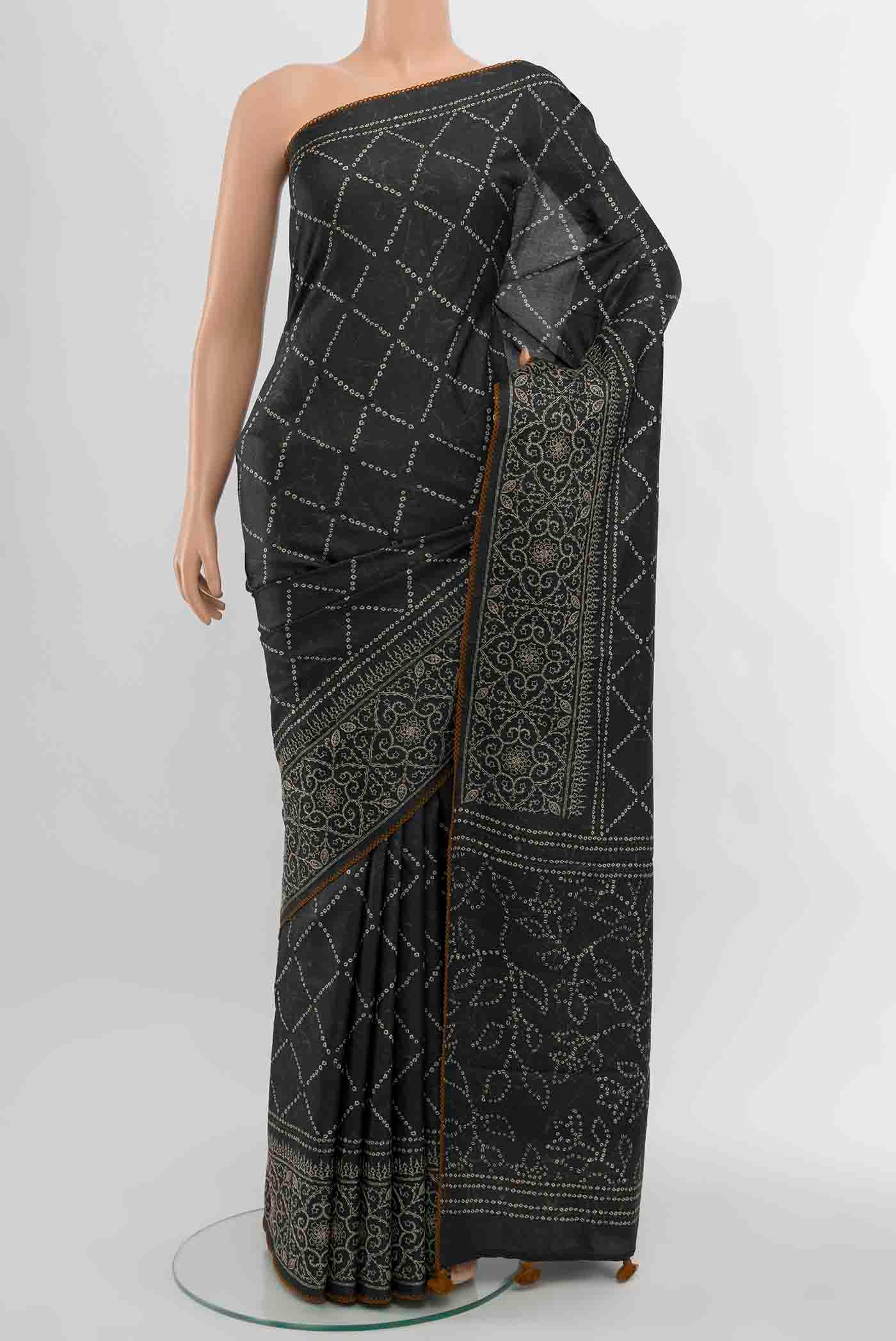 Black Tussar Silk Saree