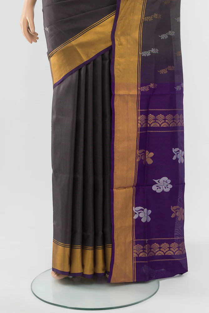 Davys Grey Uppada Silk Saree - Image 3