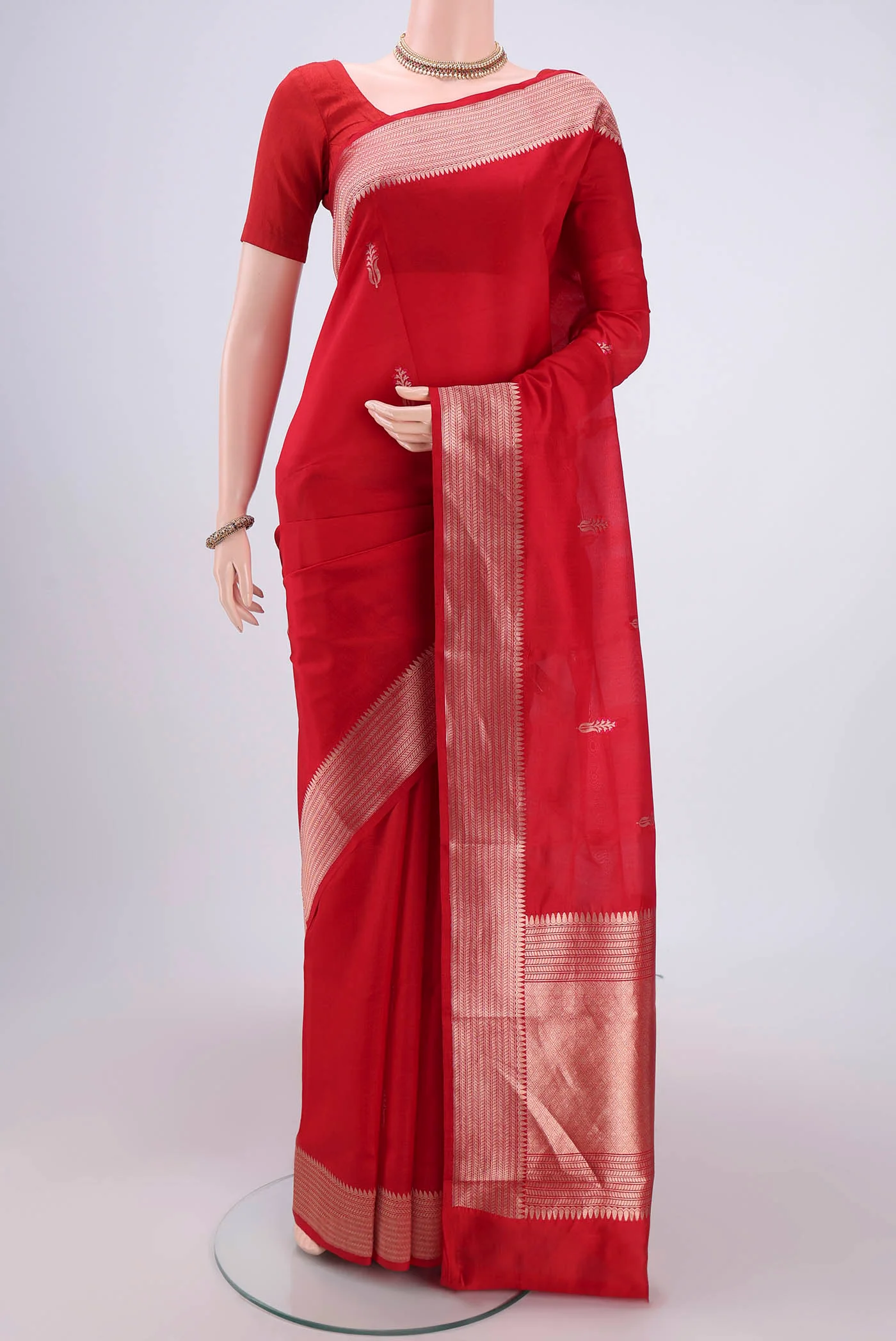 Red Banarasi Katan Silk Saree