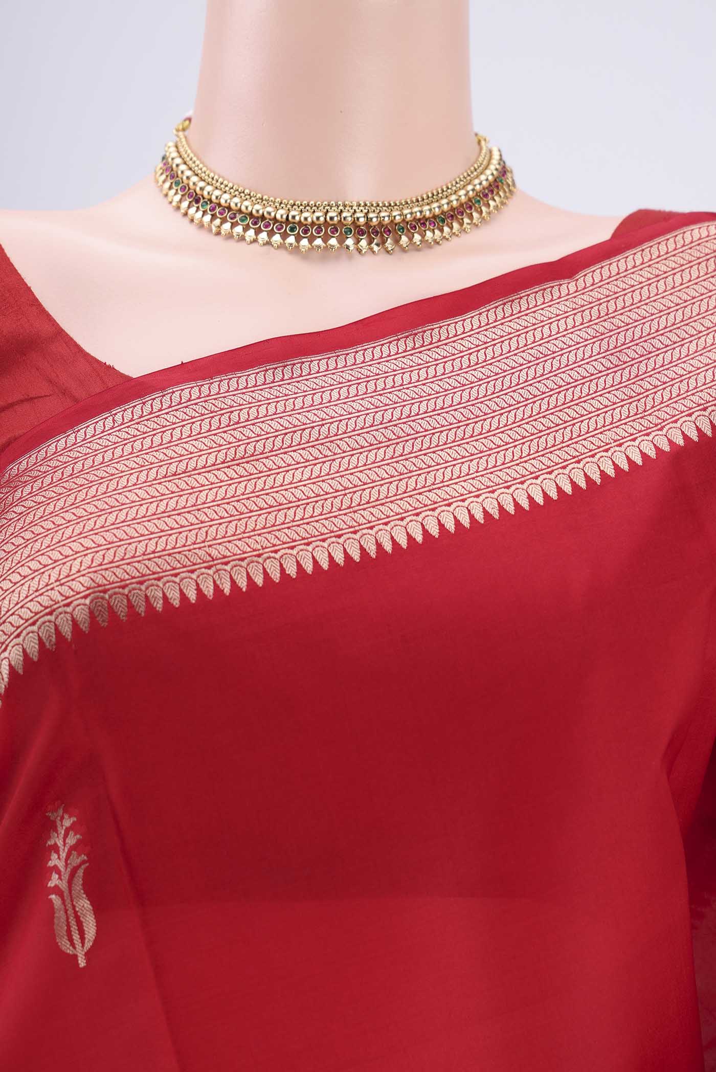 Red Banarasi Katan Silk Saree - Image 2