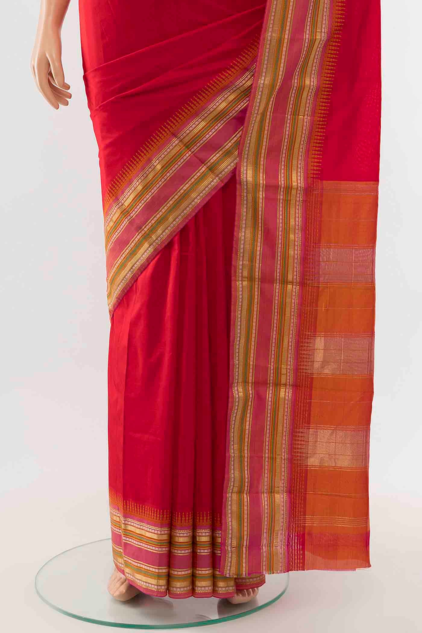 Deep Red Bangalore Silk - kadyal Saree - Image 3