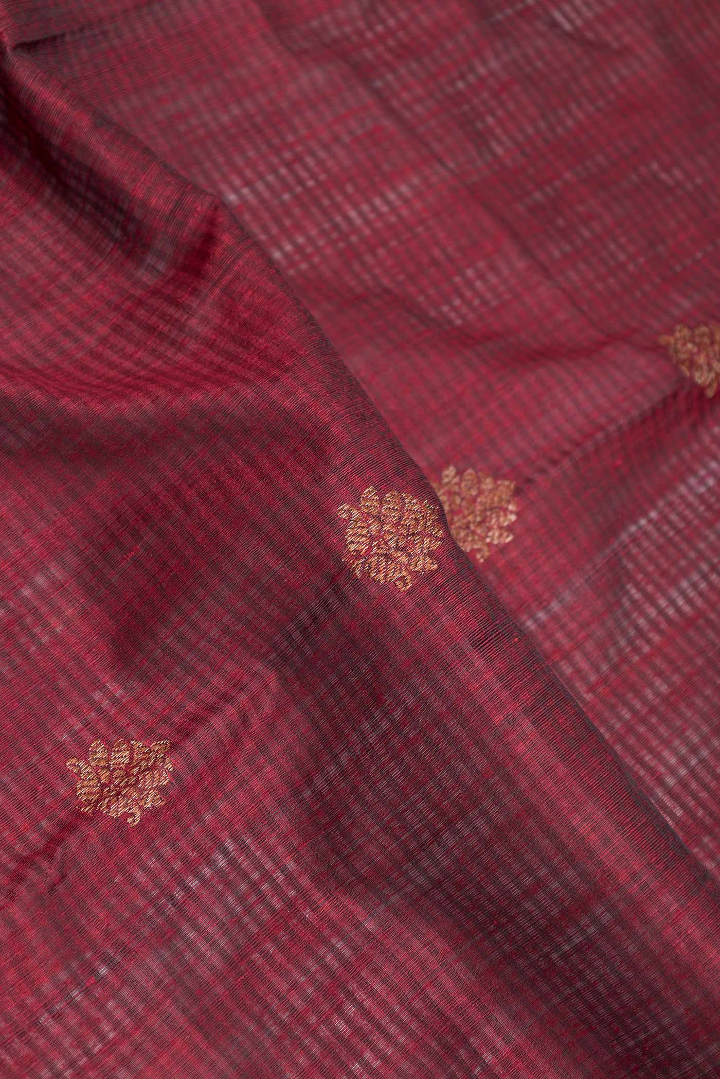 Maroon Banarasi Tussar Silk Saree - Image 2