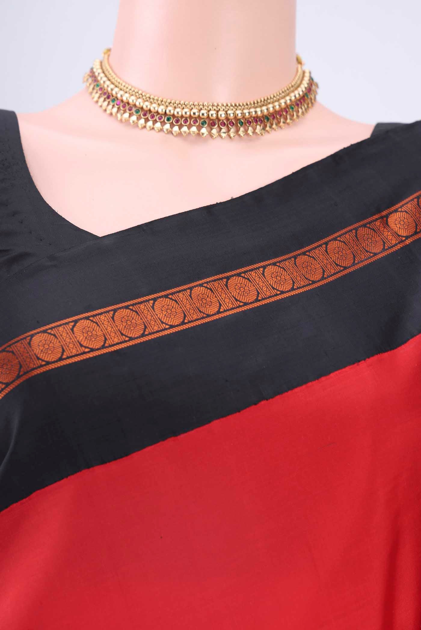 Deep Red Kanchipuram Silk Saree - Image 2