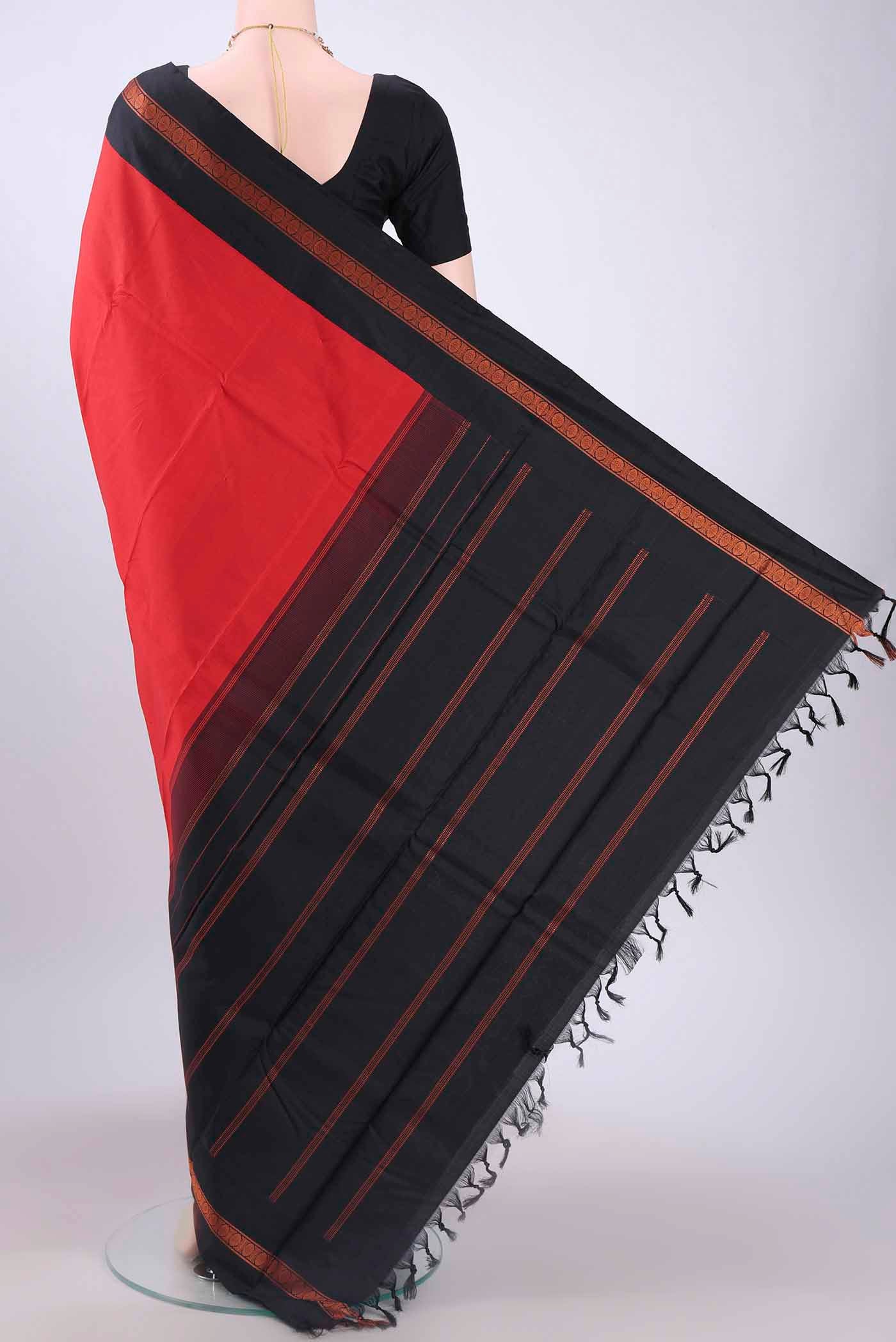Deep Red Kanchipuram Silk Saree - Image 3
