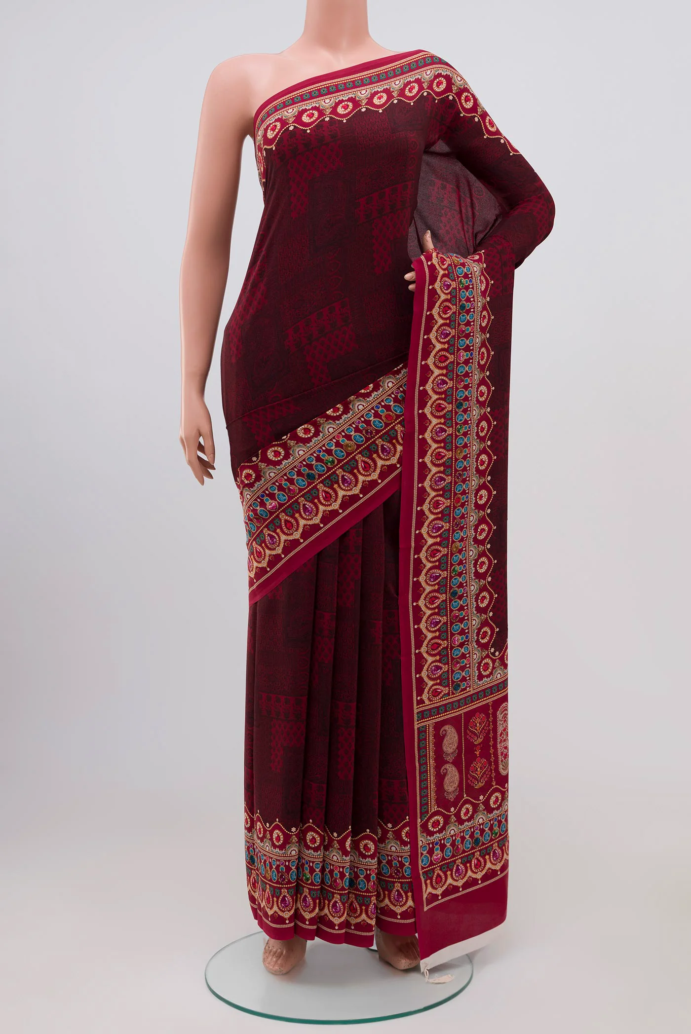 Coffee Brown Mysore Crepe Saree