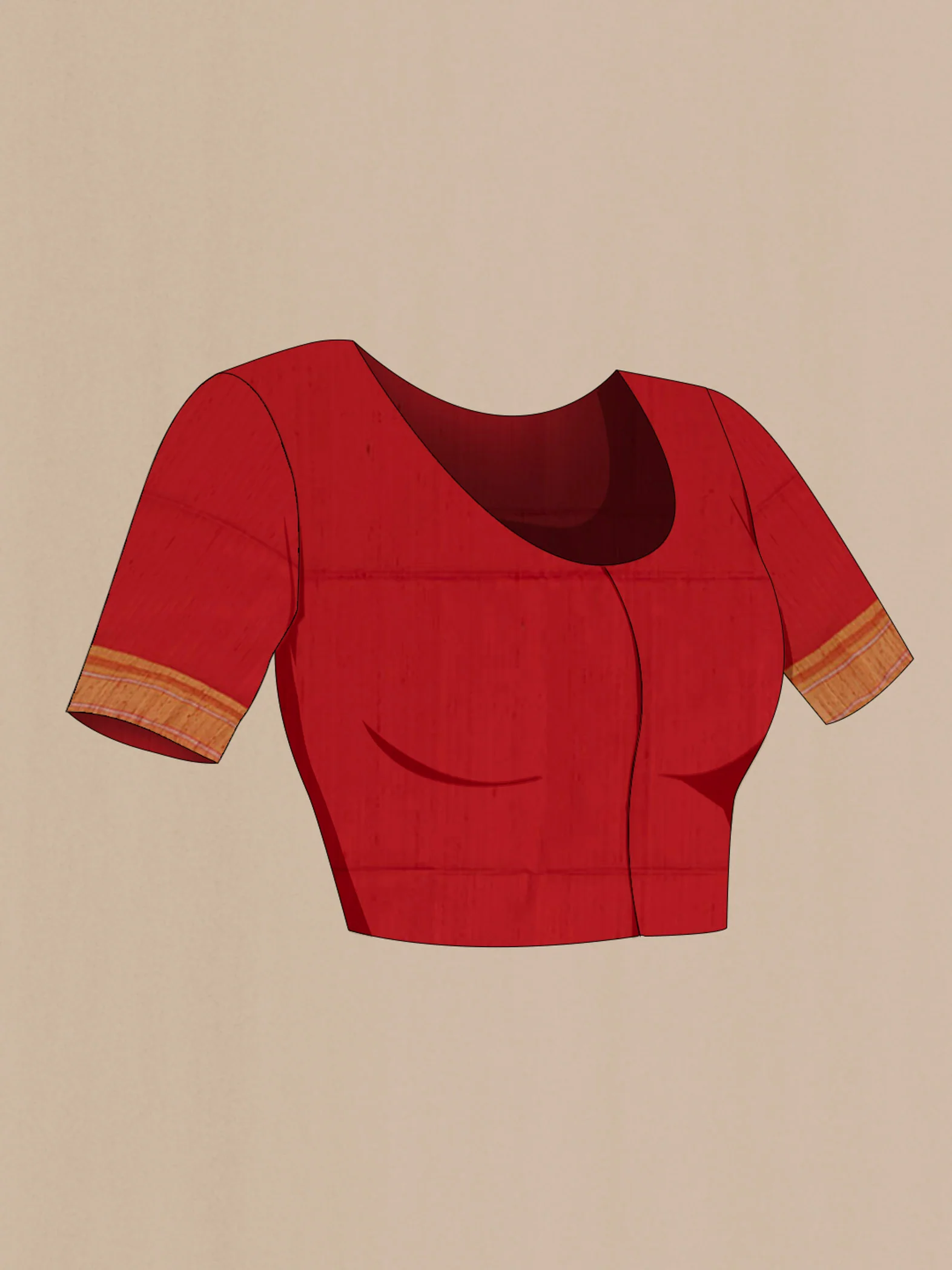 Deep Red Soft Silk Saree - Image 4