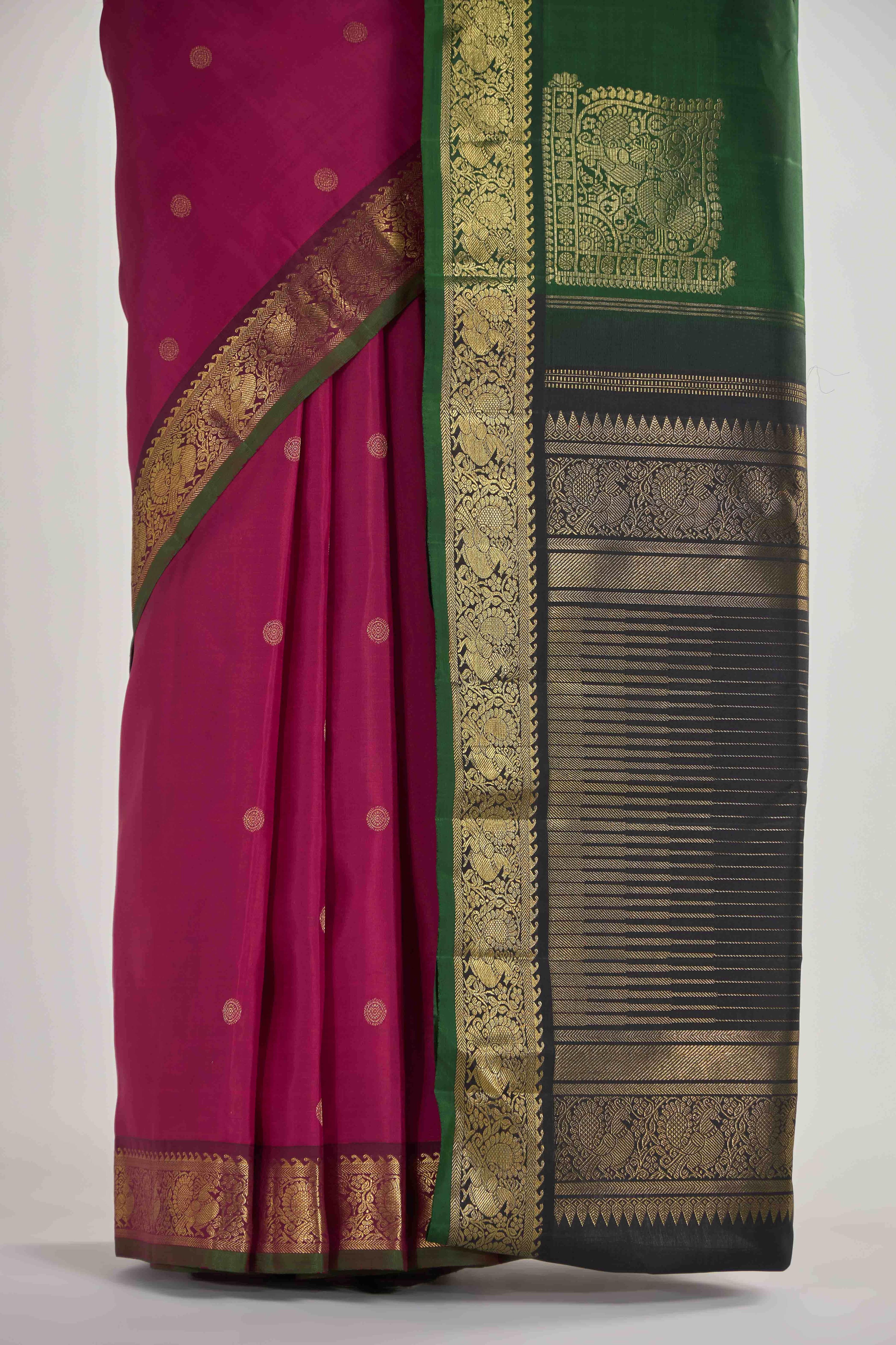 Dvisha-Pure Silk Pure Gold Zari Arraku Red Kanchipuram Saree - Image 4