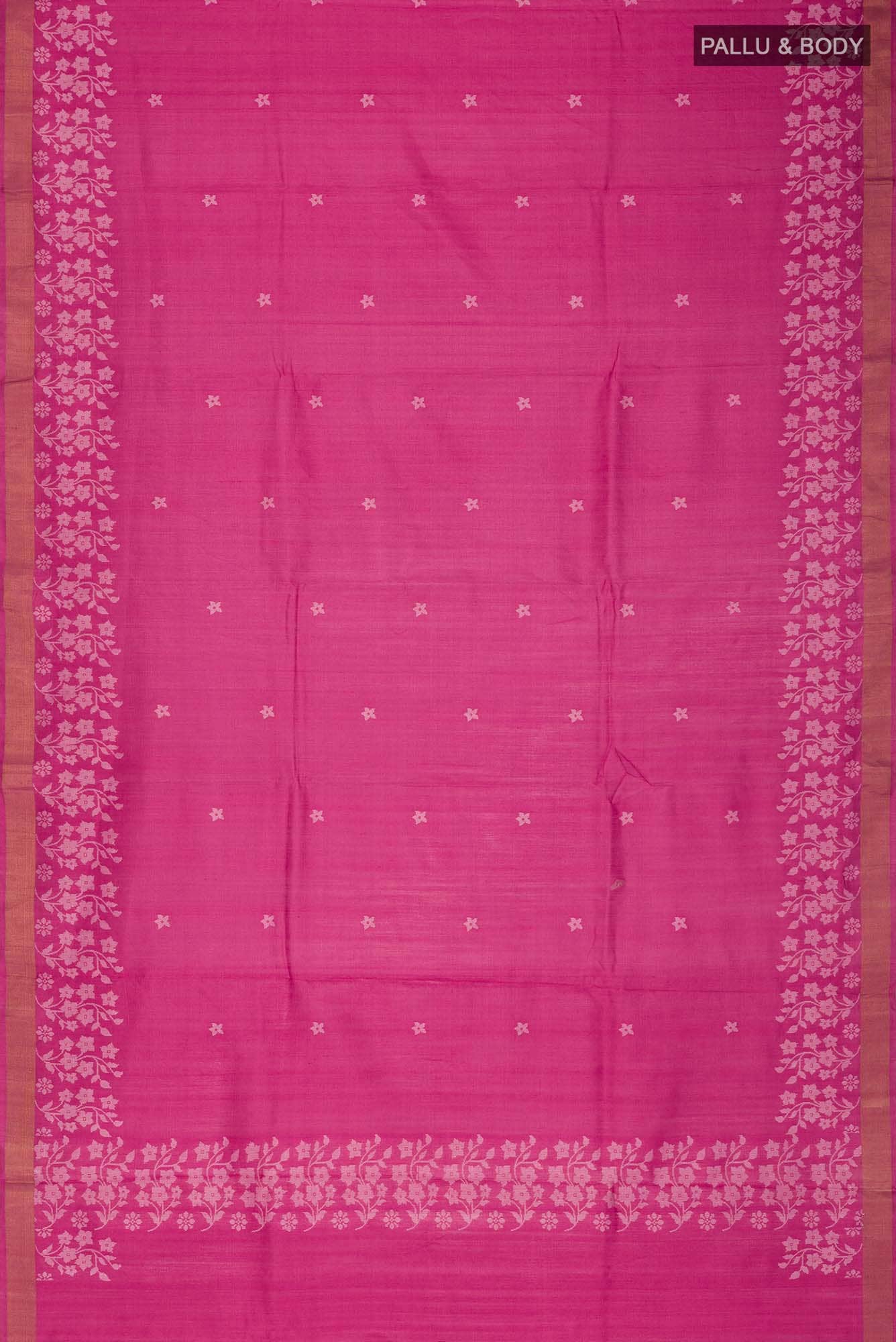 Forget Me Not-Pink Bhagalpuri Tussar Silk Saree - Image 10