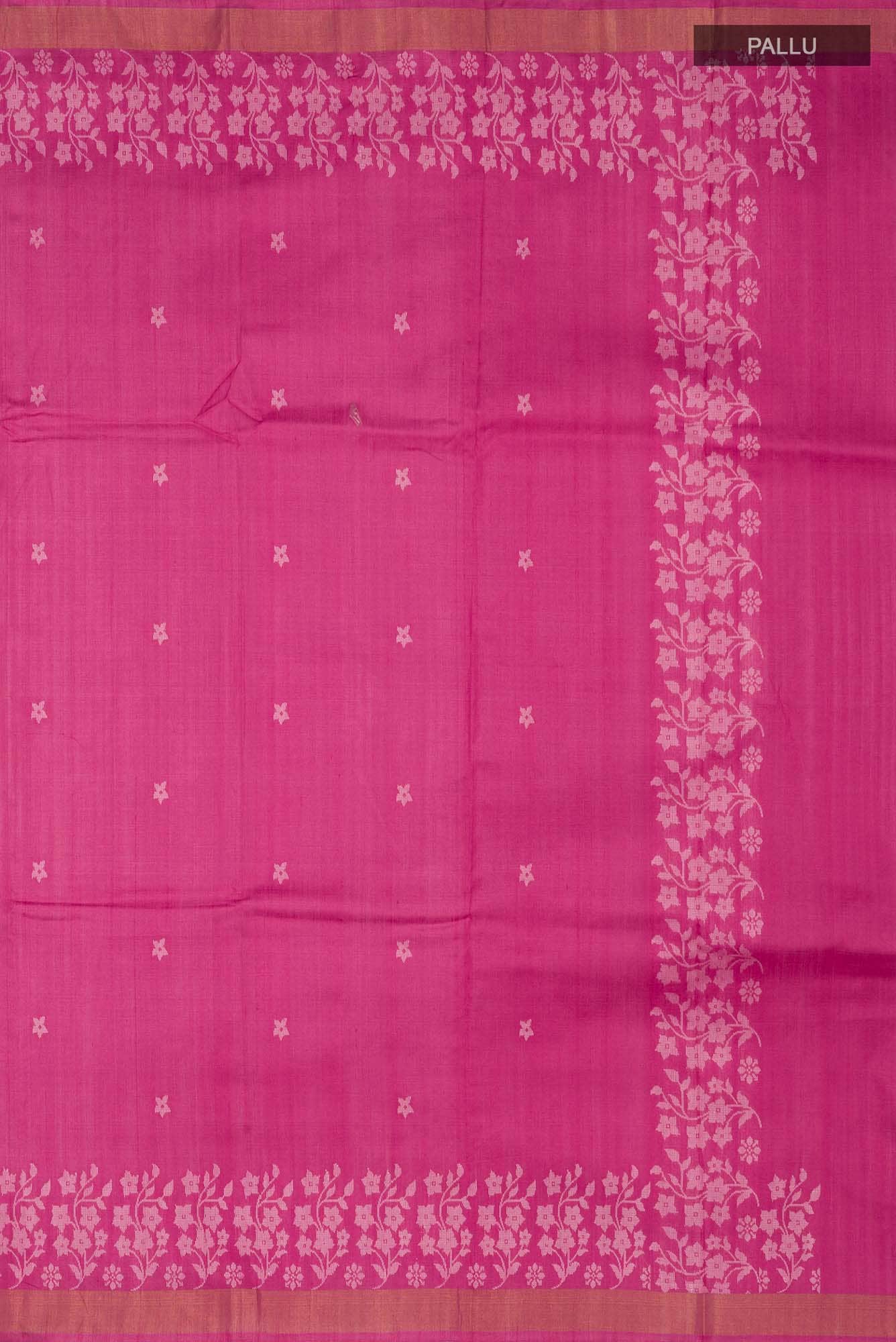 Forget Me Not-Pink Bhagalpuri Tussar Silk Saree - Image 5