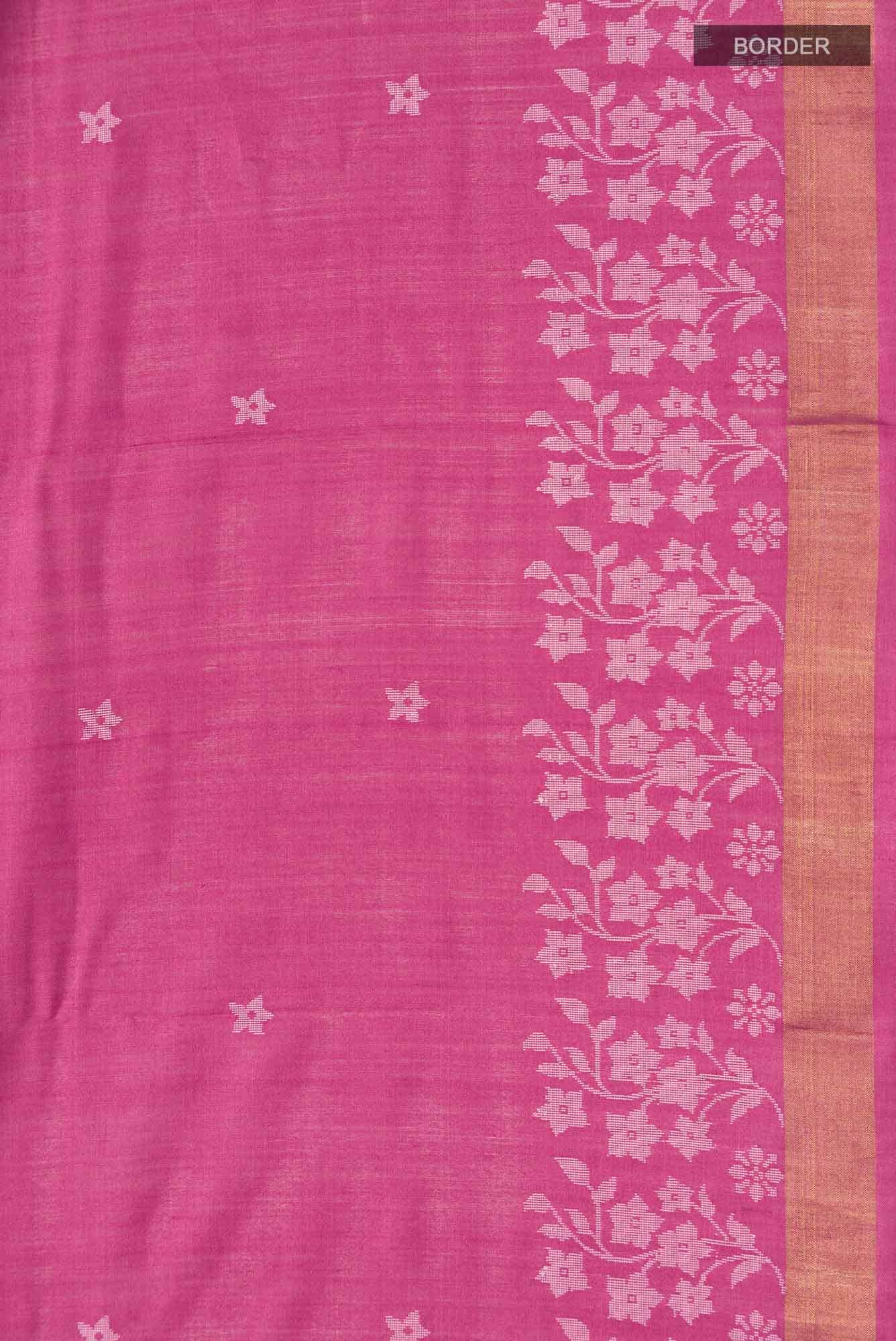 Forget Me Not-Pink Bhagalpuri Tussar Silk Saree - Image 7