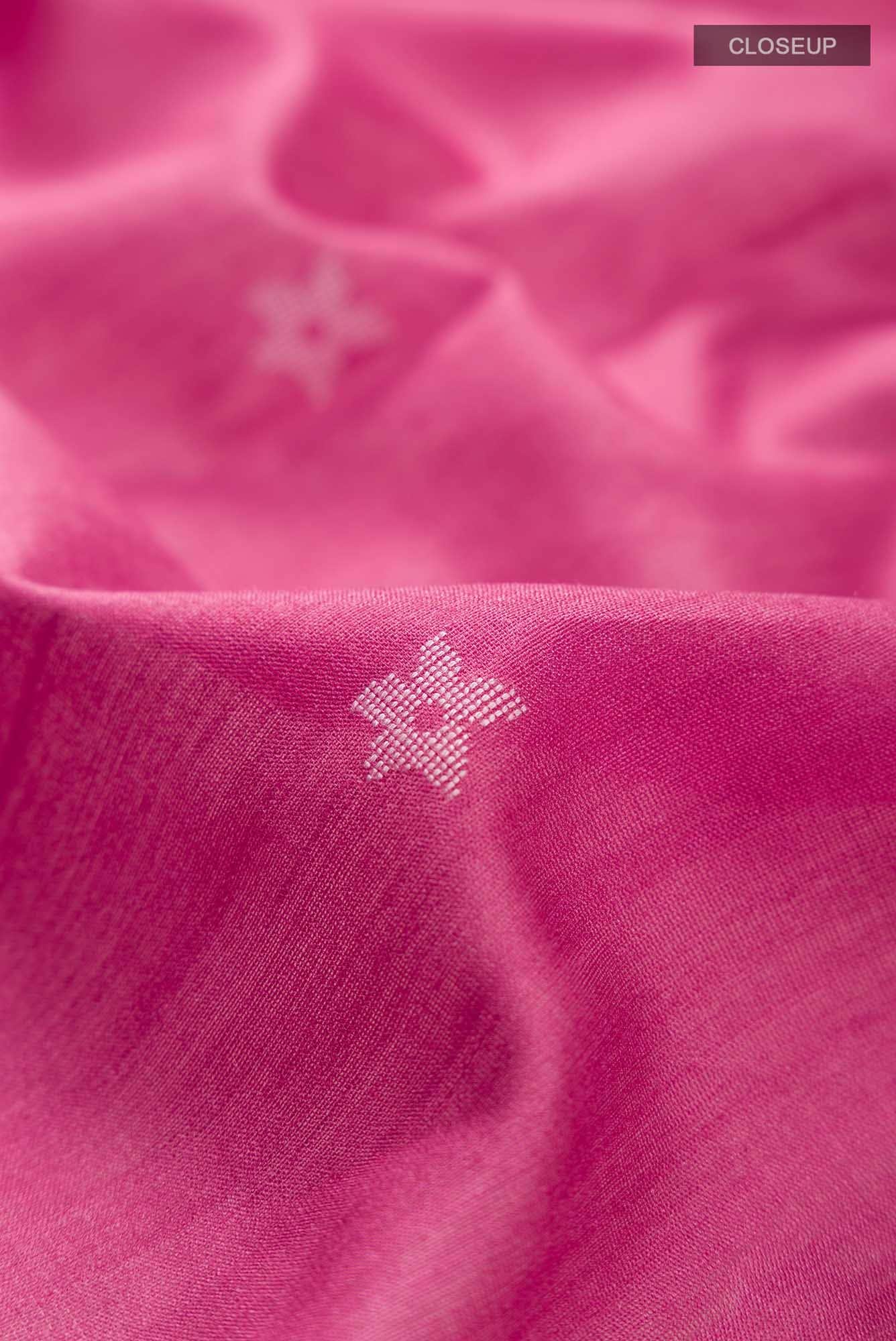 Forget Me Not-Pink Bhagalpuri Tussar Silk Saree - Image 9