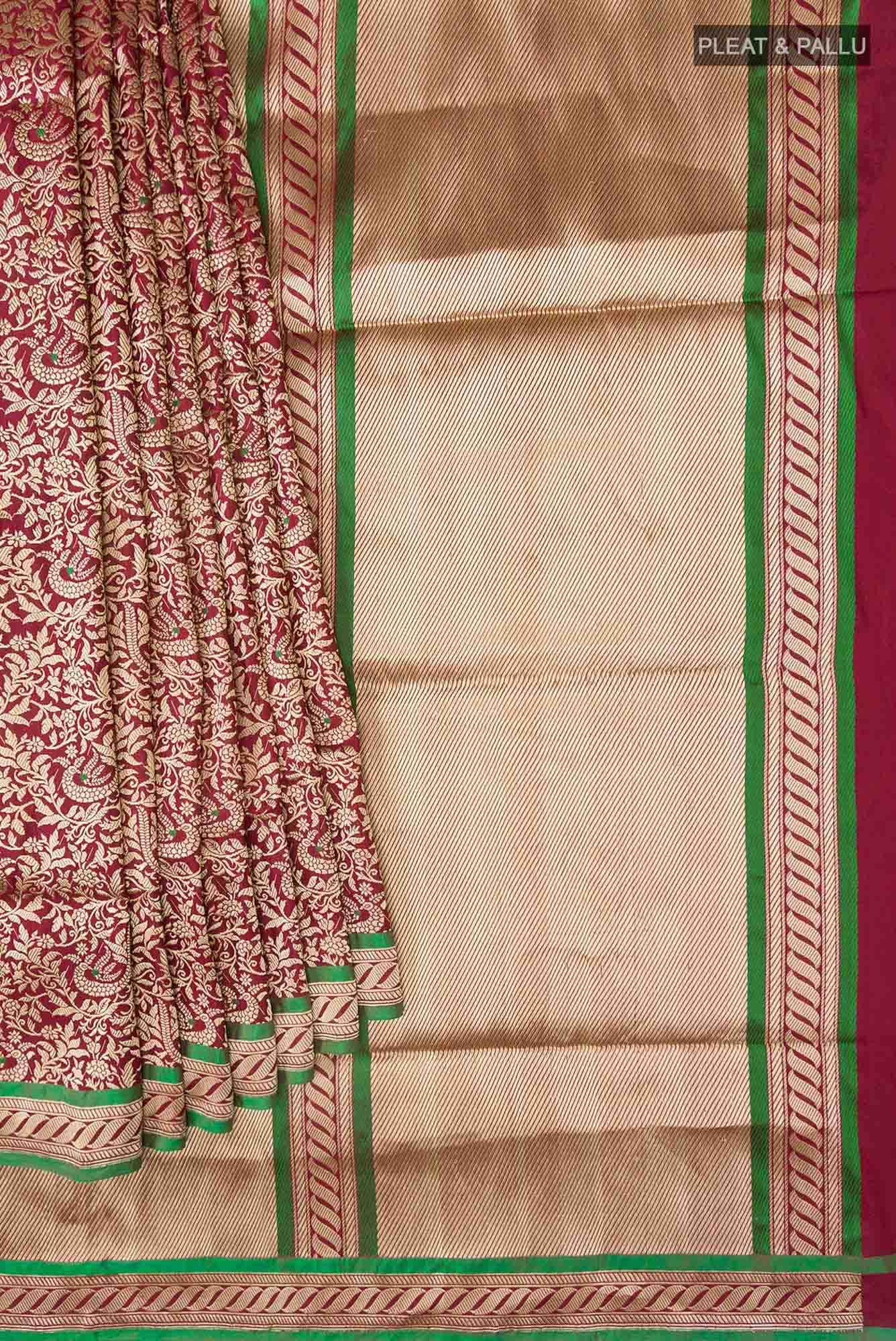 Gazal-Maroon Banarasi Silk Saree - Image 2