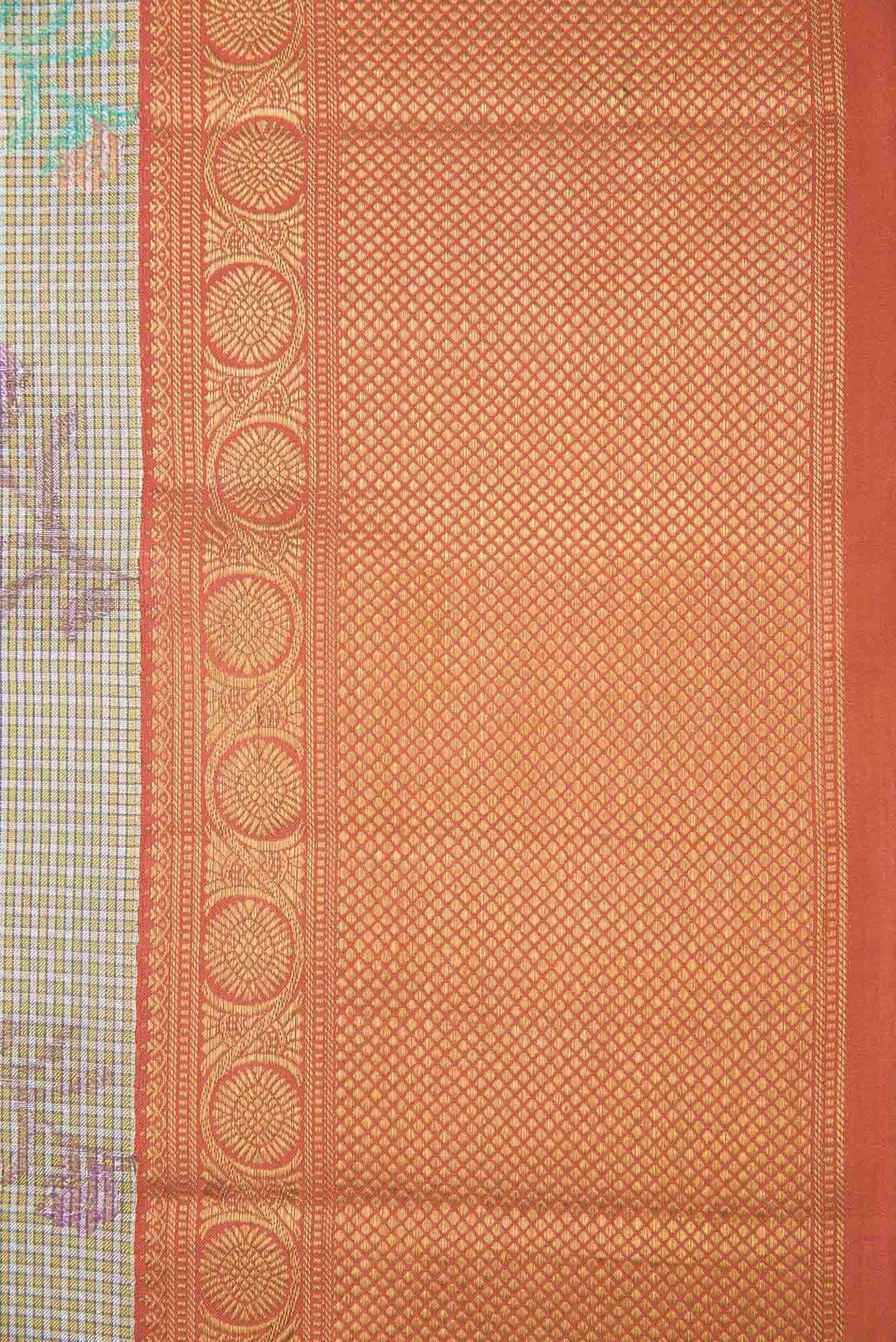 Pure Silk Pure Zari Gold and Silver Dual Tone Kanjivaram Tissue Saree - Image 5