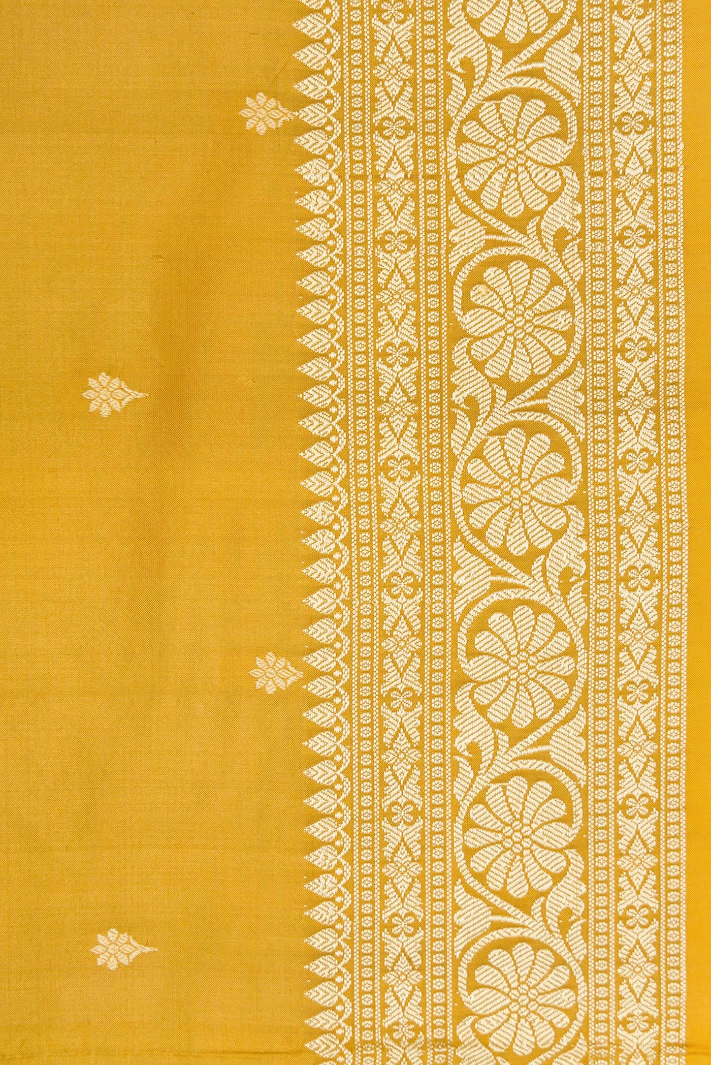 Mustard Banarasi Katan Silk Saree - Image 3