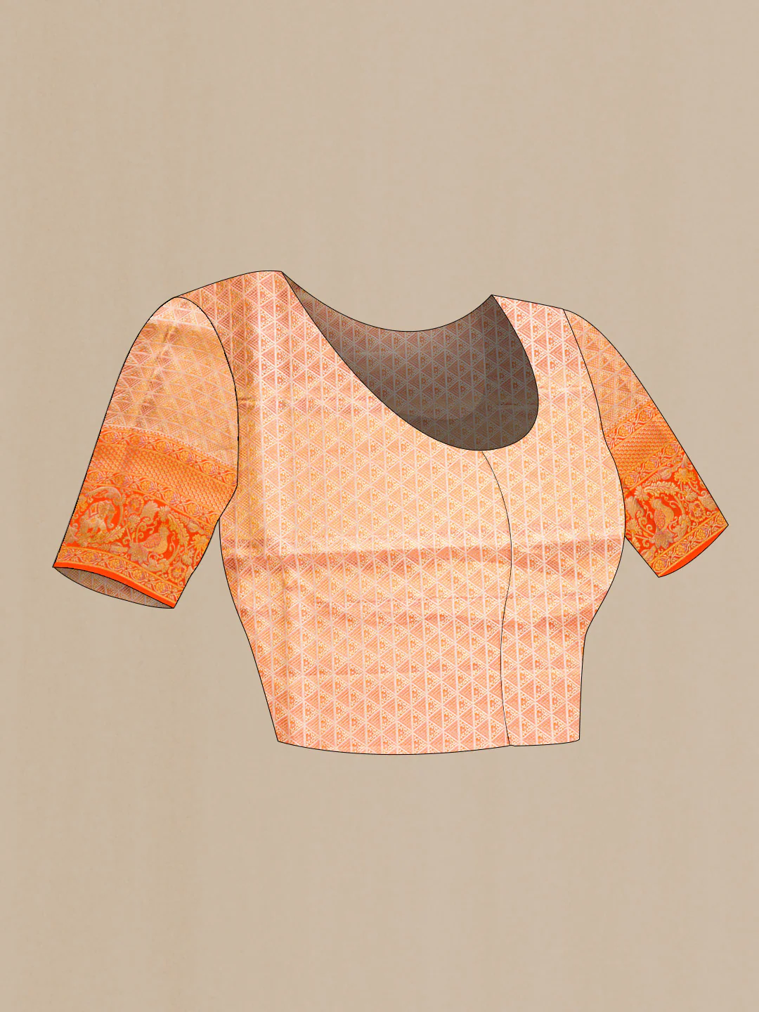 Gold Dual Tone Kanchipuram Silk Saree - Image 5