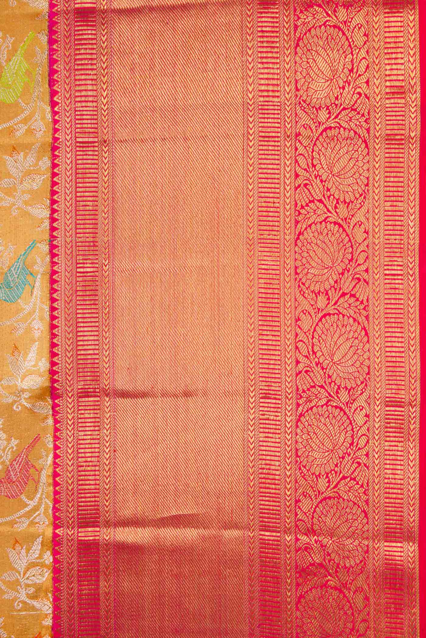 Gold Dual Tone Kanjivaram Silk Saree - Image 3
