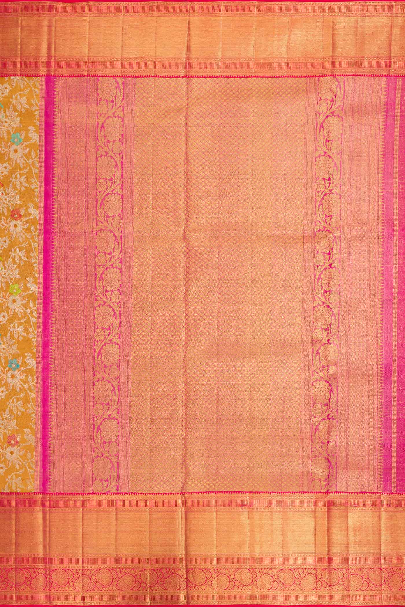 Gold Dual Tone Kanjivaram Silk Saree - Image 7