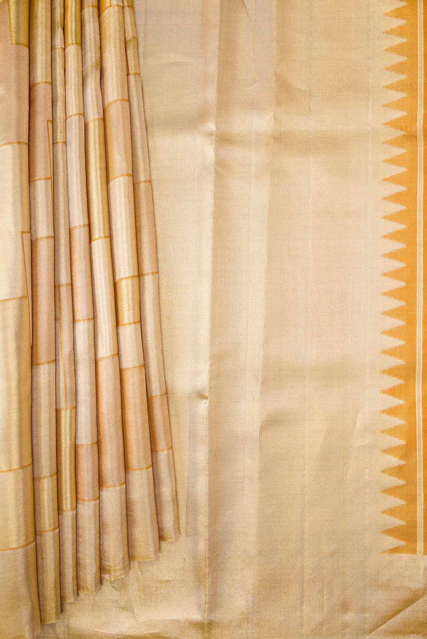 Gold Dual Tone Kanchipuram Silk Saree - Image 4