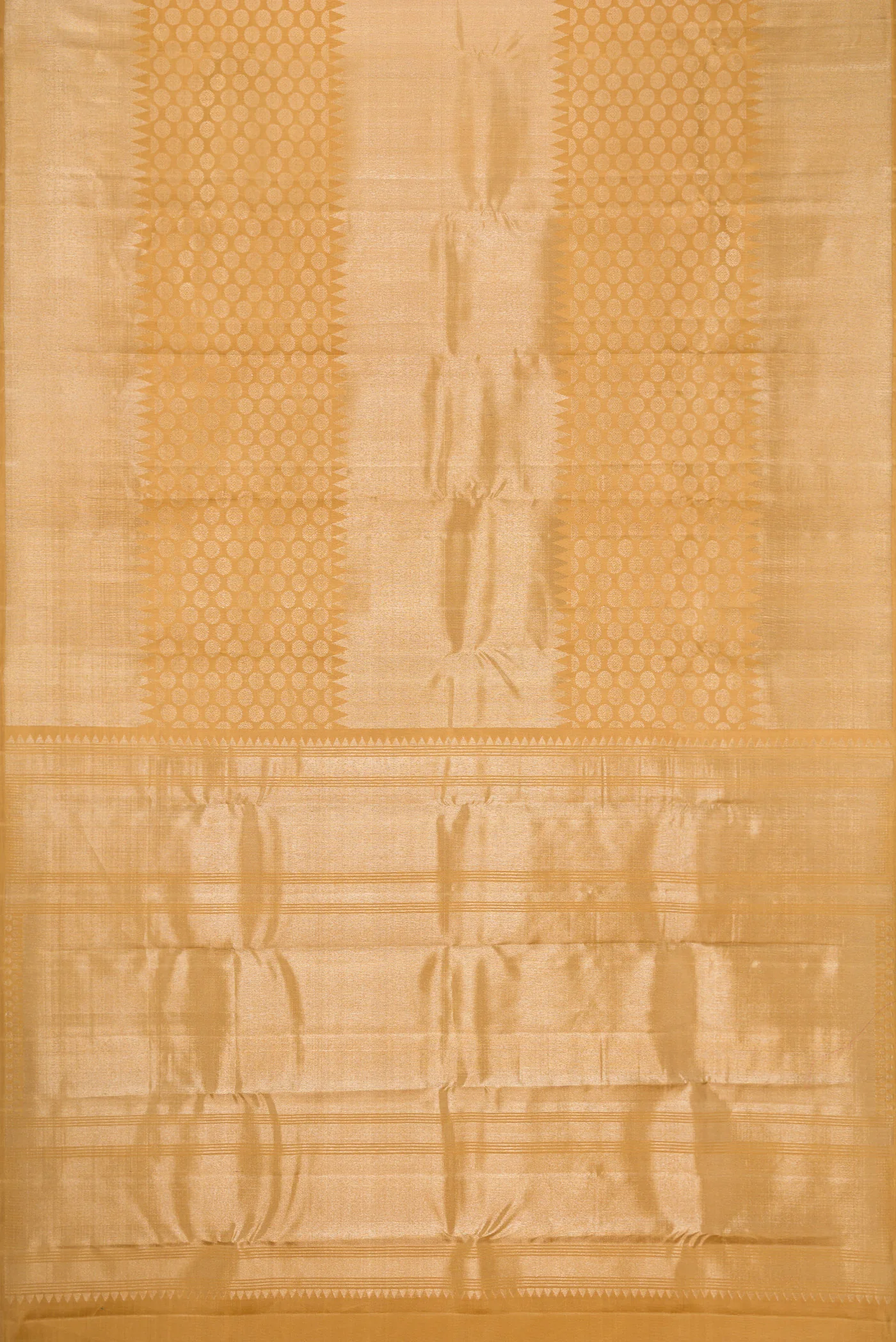 Gold Dual Tone Kanchipuram Silk Saree - Image 6