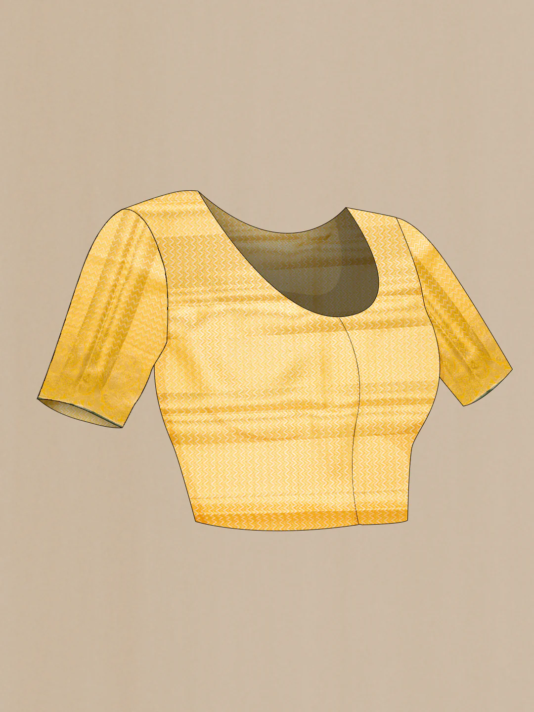 Yellow with Gold Color Kanchipuram Tissue Silk Saree - Image 5