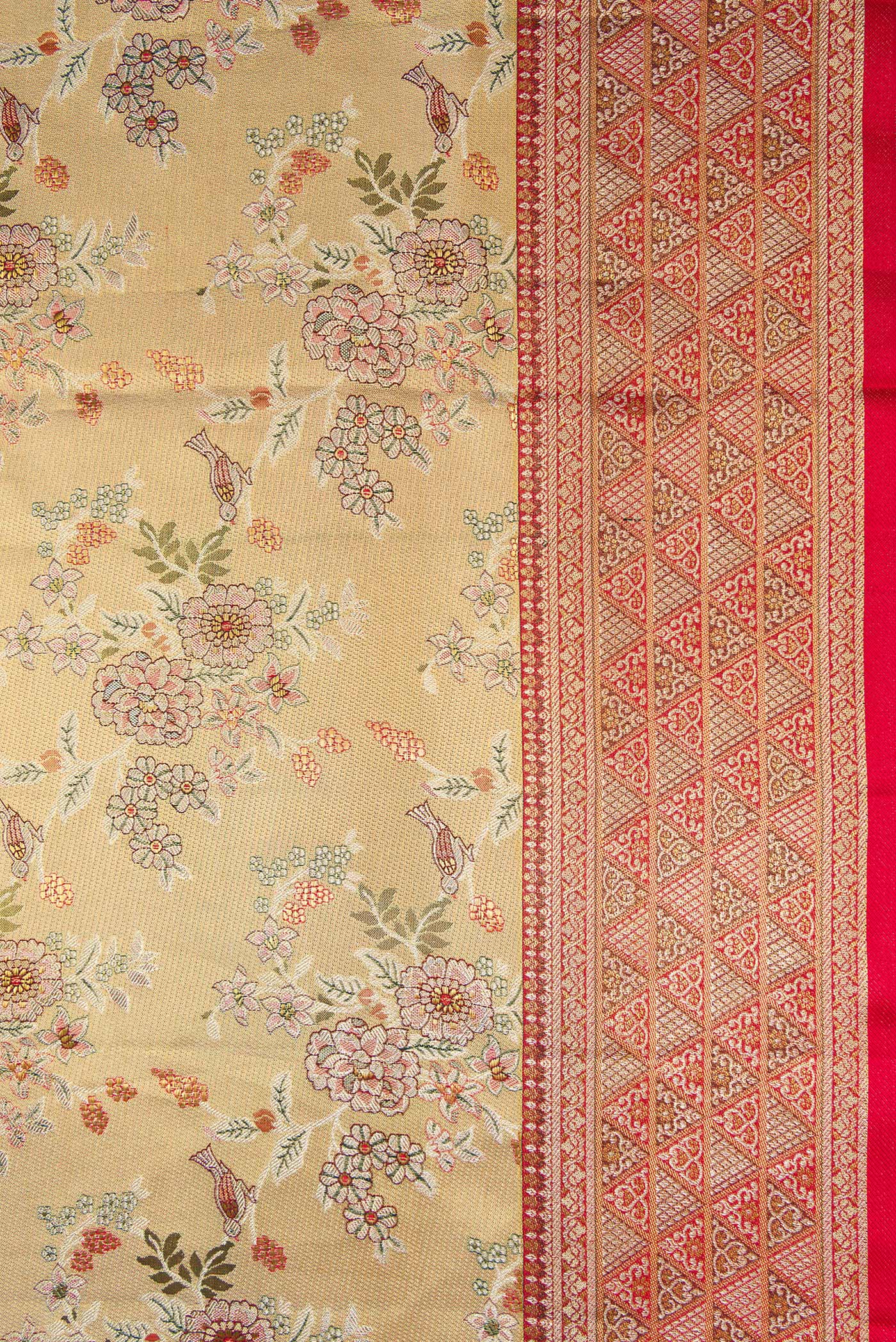 Gold Dual Tone Kanchipuram Tissue Silk Saree - Image 3