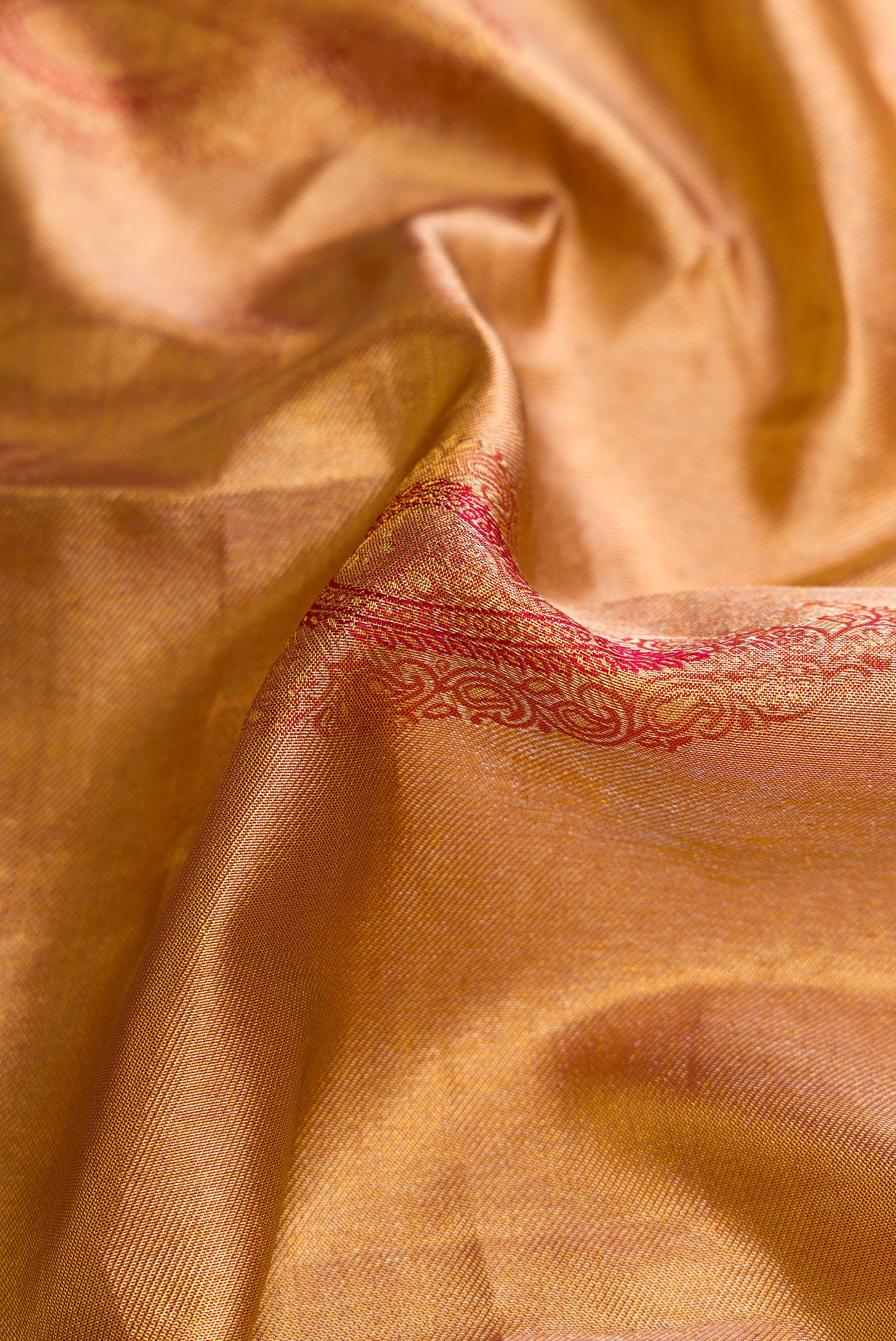 Gold Dual Tone Kanchipuram Tissue Silk Saree - Image 2