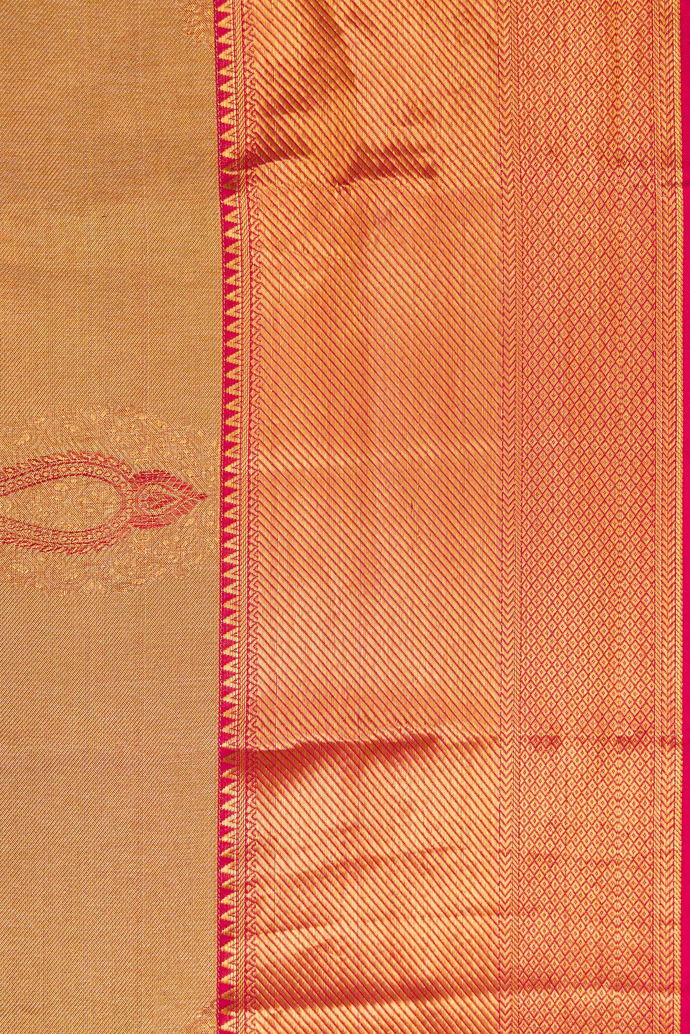 Gold Dual Tone Kanchipuram Tissue Silk Saree - Image 3