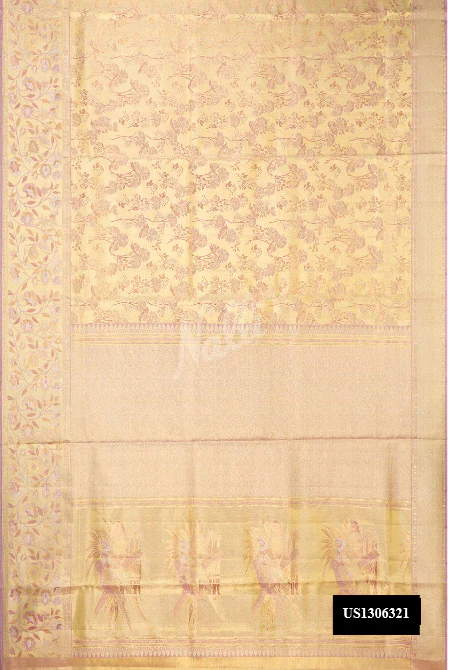 Gold Dual Tone Kanchipuram Tissue Silk Saree
