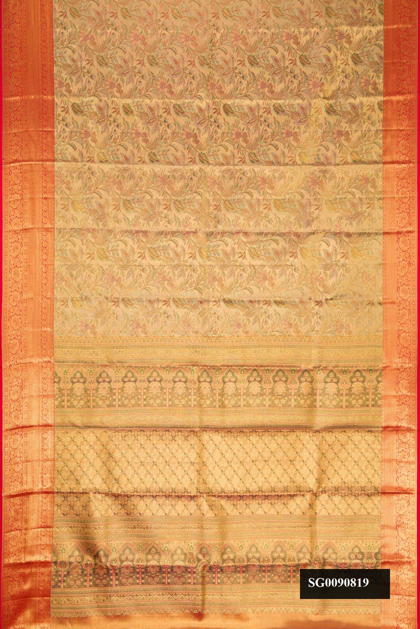 Gold Dual Tone Kanchipuram Tissue Silk Saree