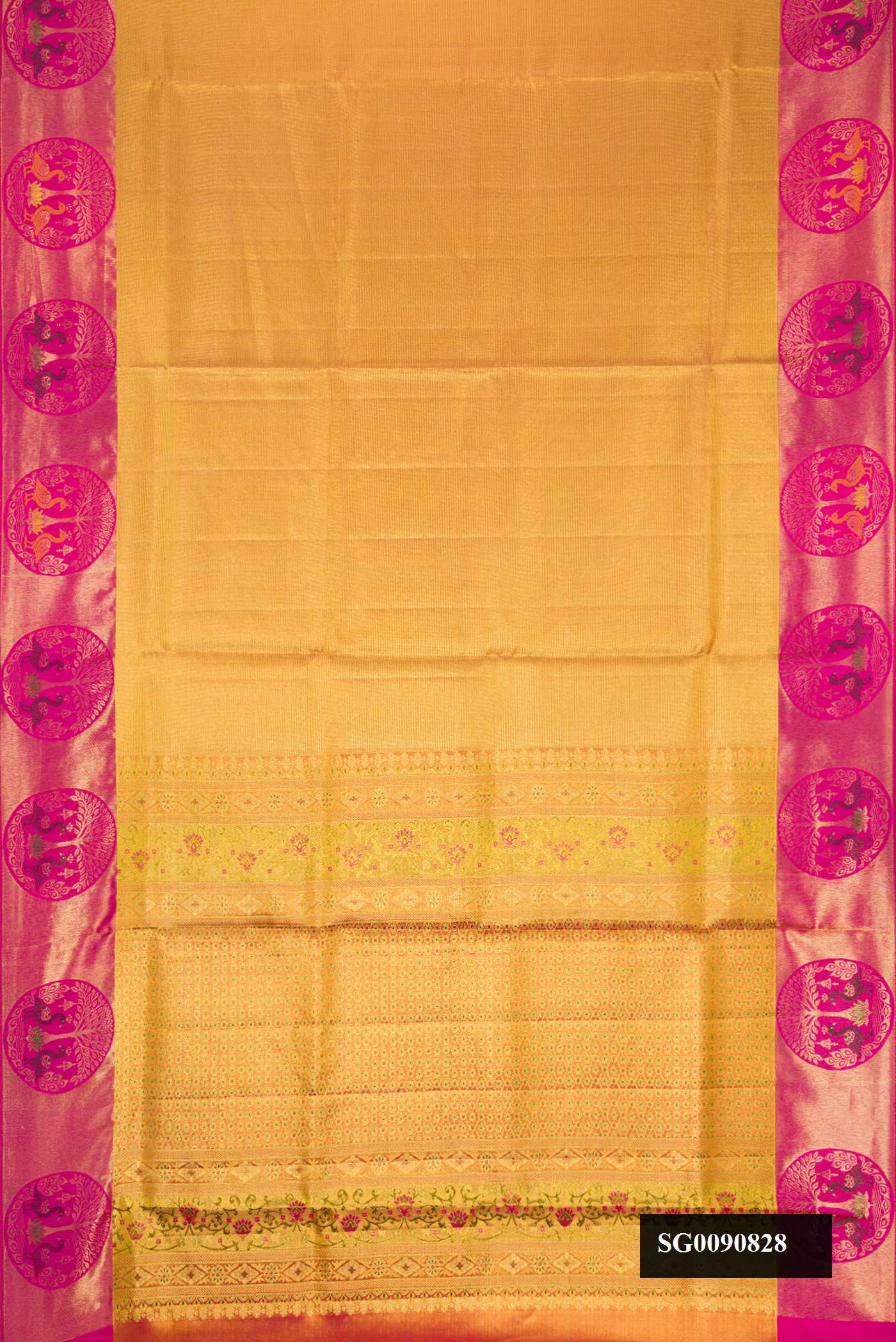 Gold Dual Tone Kanchipuram Tissue Silk Saree