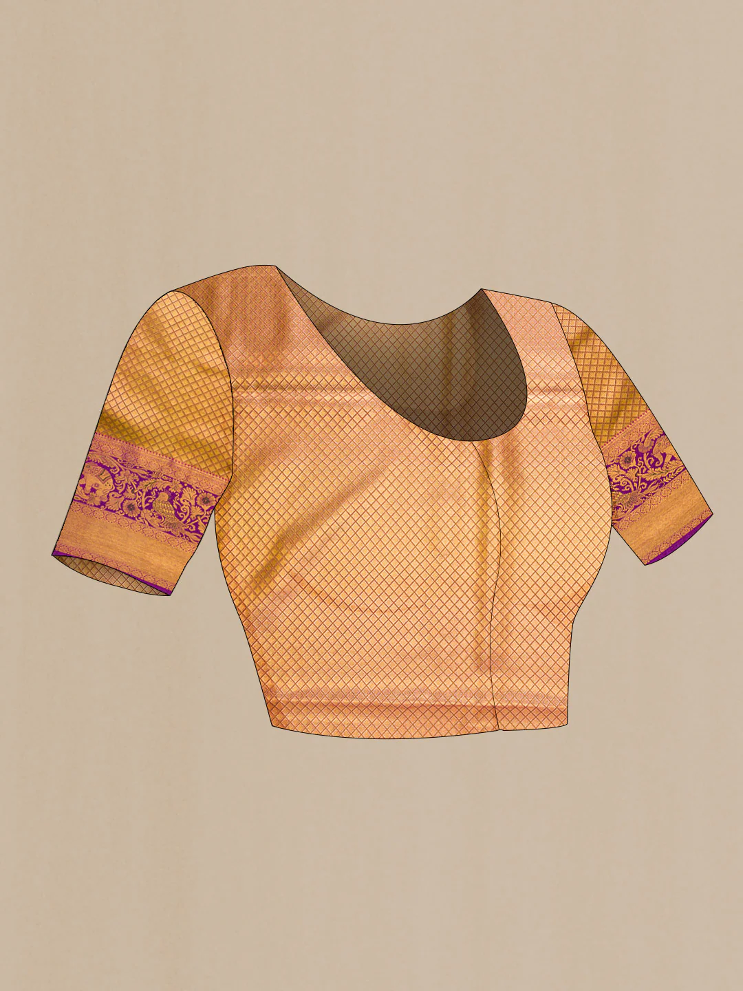 Gold Dual Tone Kanjivaram Tissue Silk Saree - Image 5