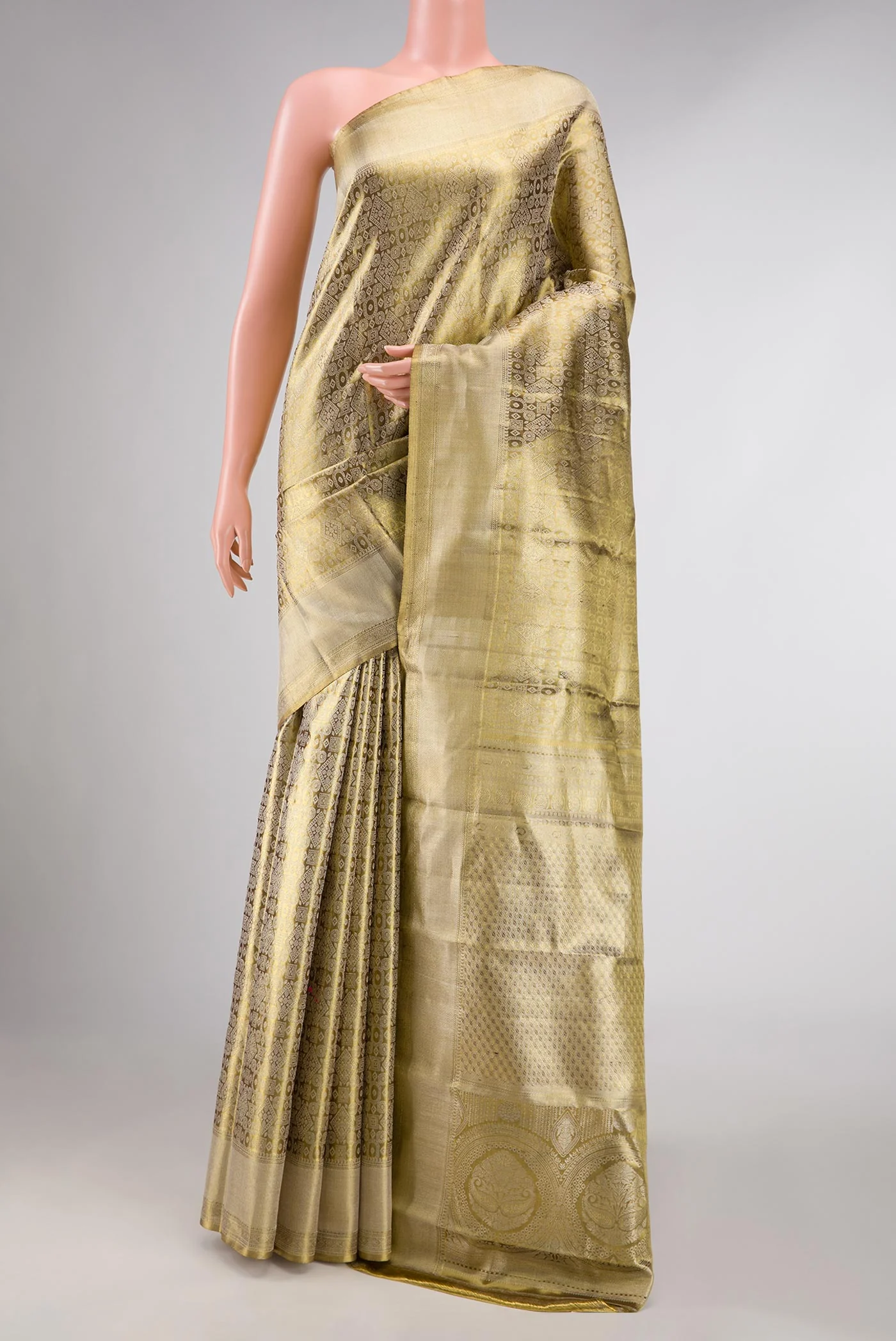 Gold Dual Tone Kanjivaram Tissue Silk Saree