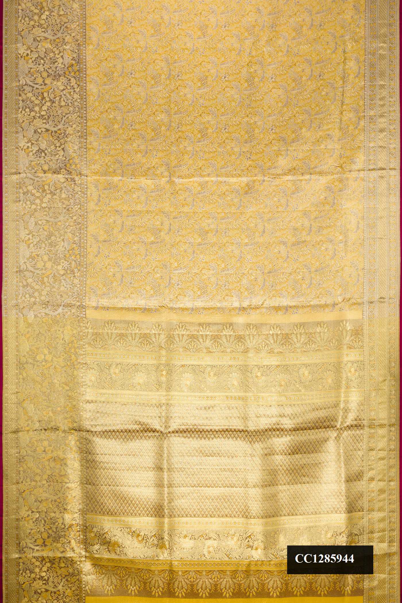 Gold Dual Tone Kanchipuram Tissue Silk Saree