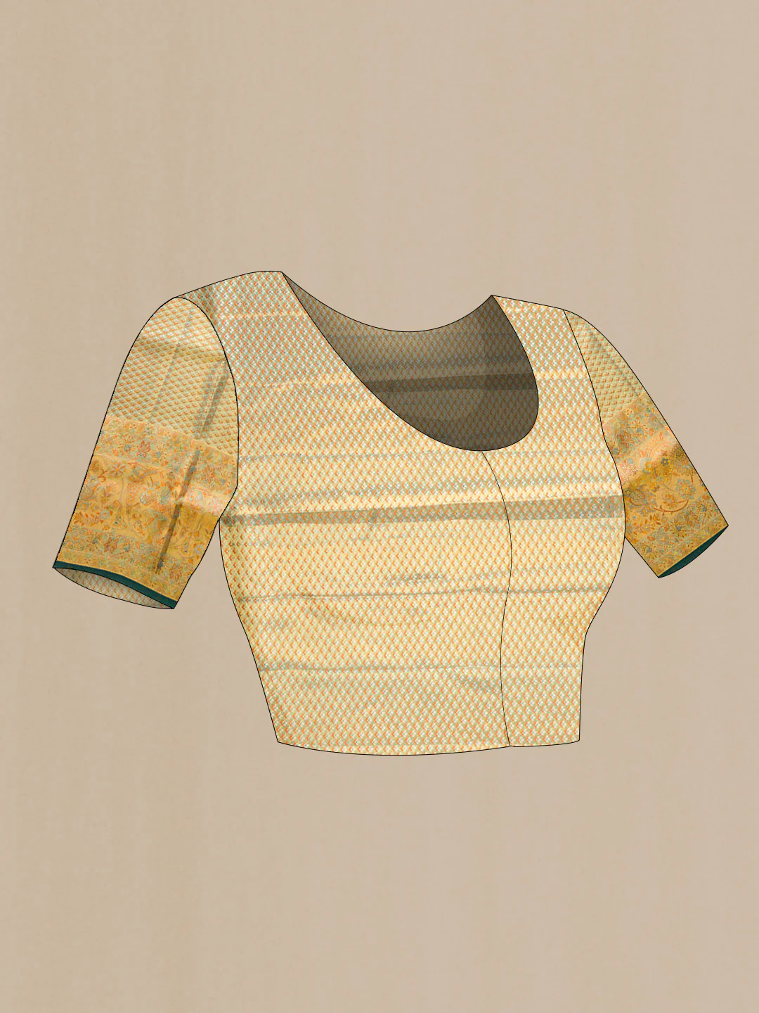 Gold Dual Tone Kanchipuram Tissue Silk Saree - Image 5