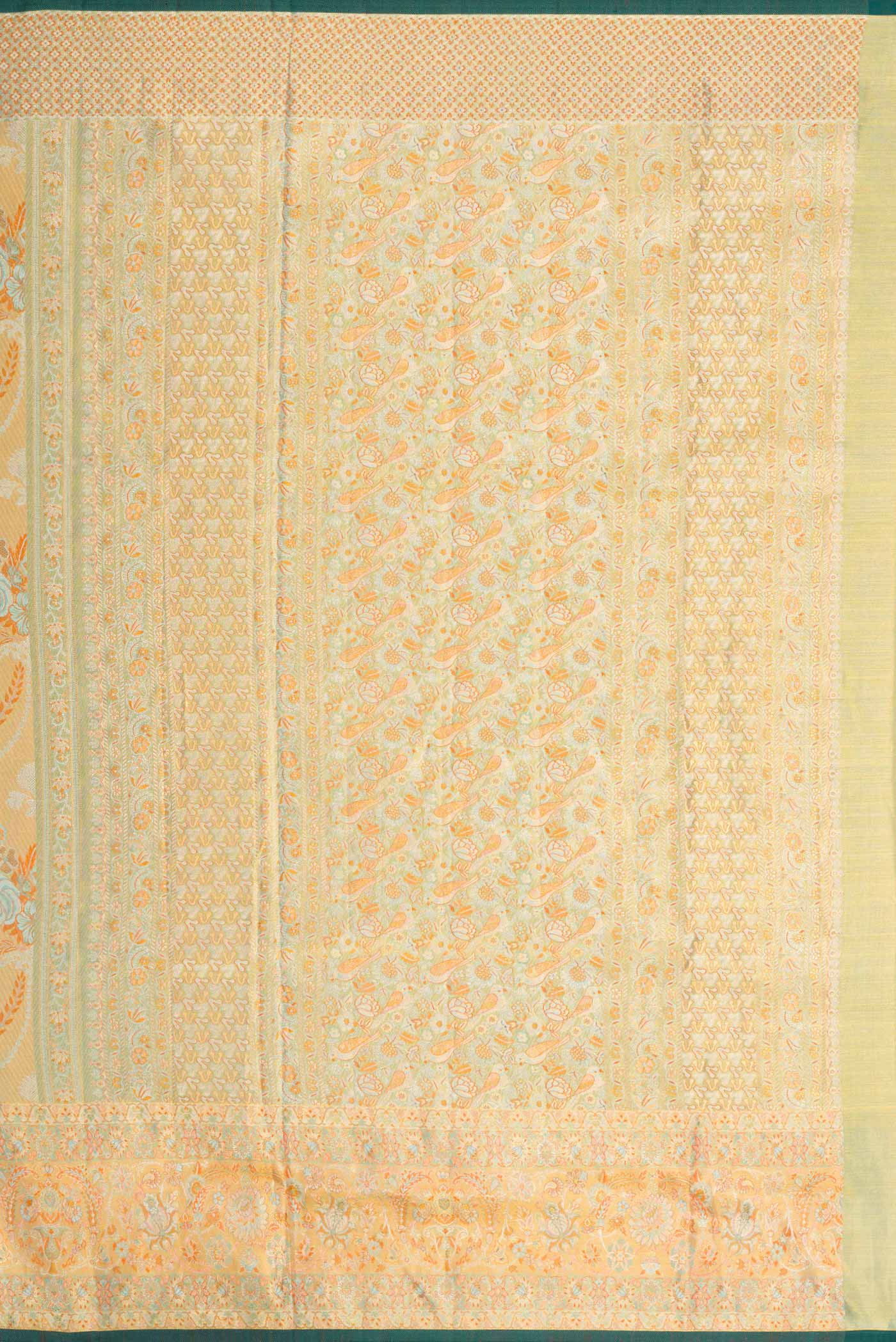 Gold Dual Tone Kanchipuram Tissue Silk Saree - Image 7