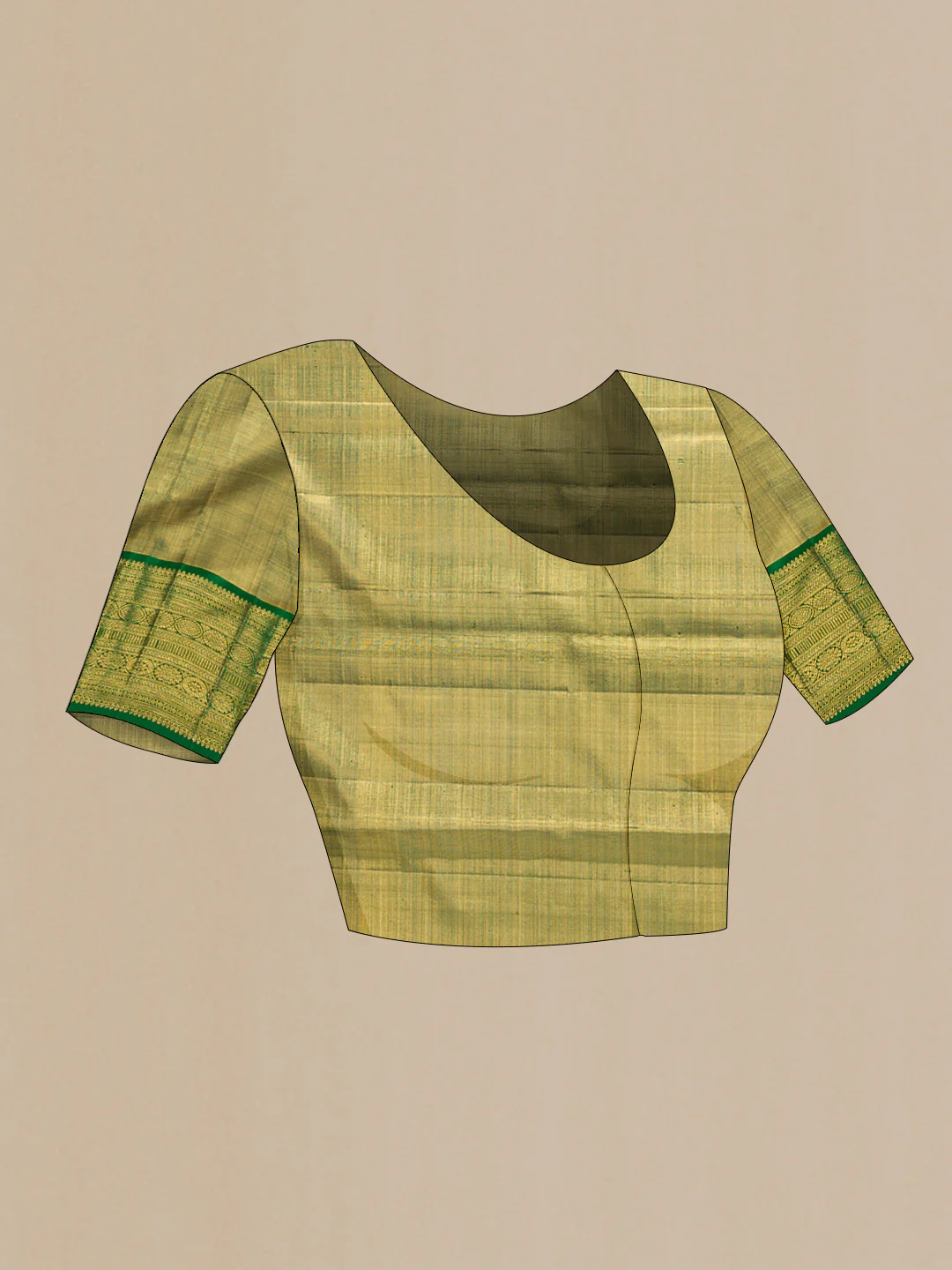 Gold Dual Tone Kanjivaram Tissue Silk Saree - Image 5