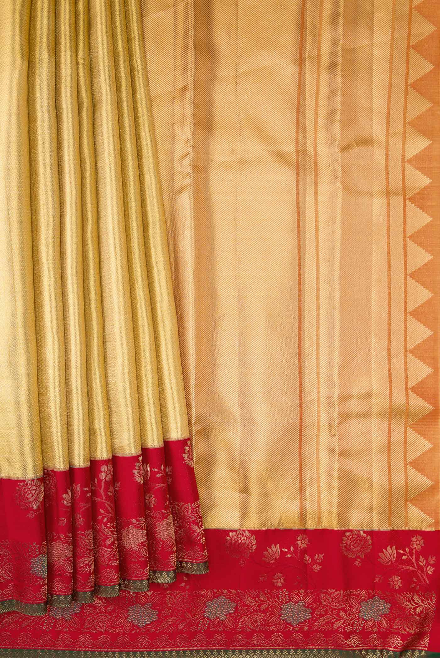Gold Kanjivaram Tissue Silk Saree - Image 4