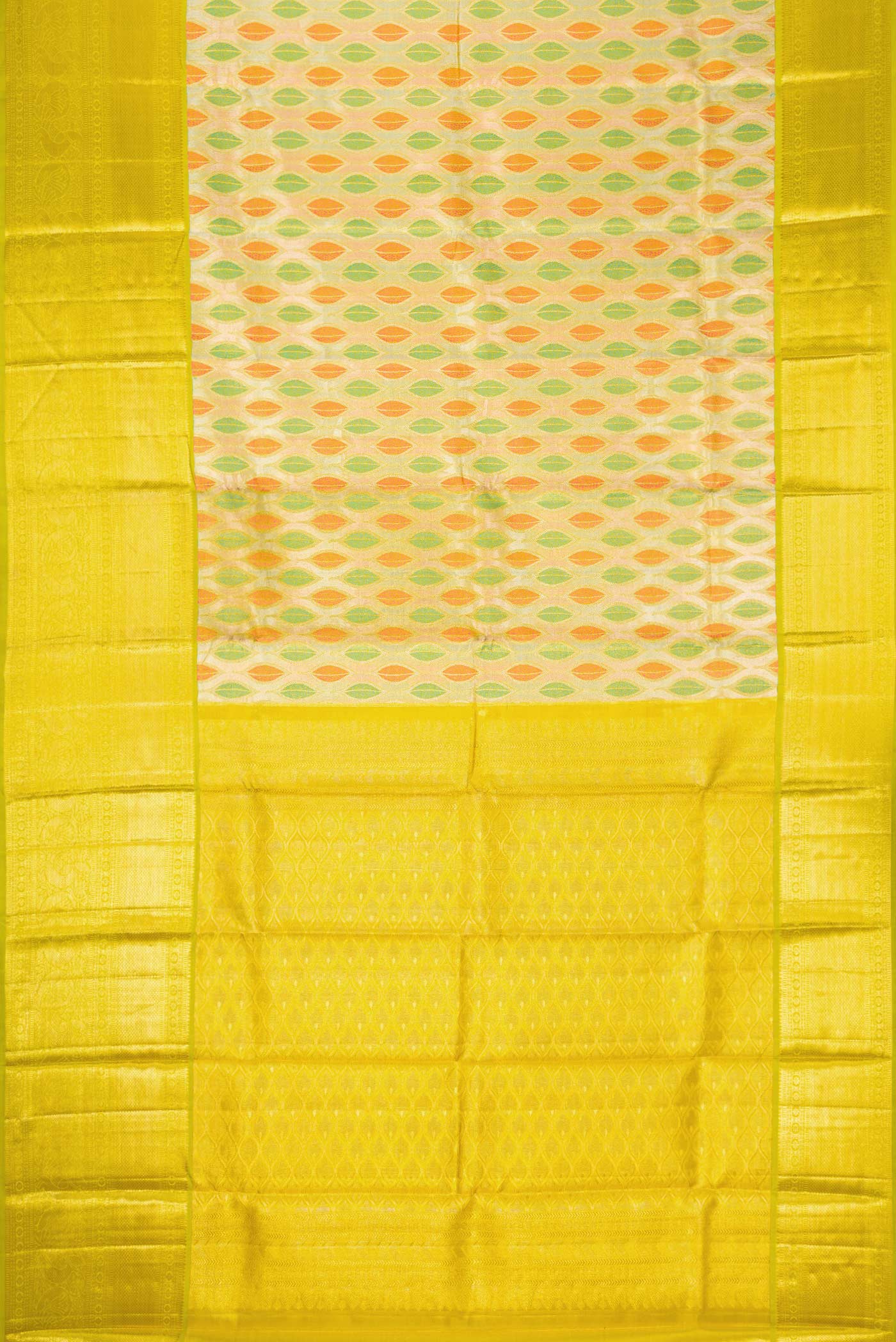 Gold ,Green and Pink Color Kanchipuram Tissue Silk Saree - Image 6