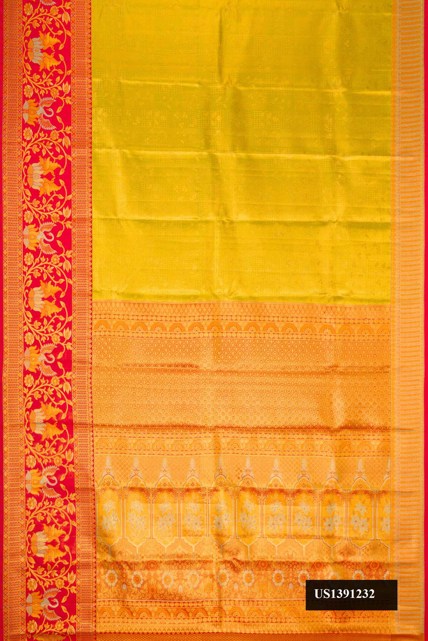 Gold Dual Tone Kanchipuram Tissue Silk Saree