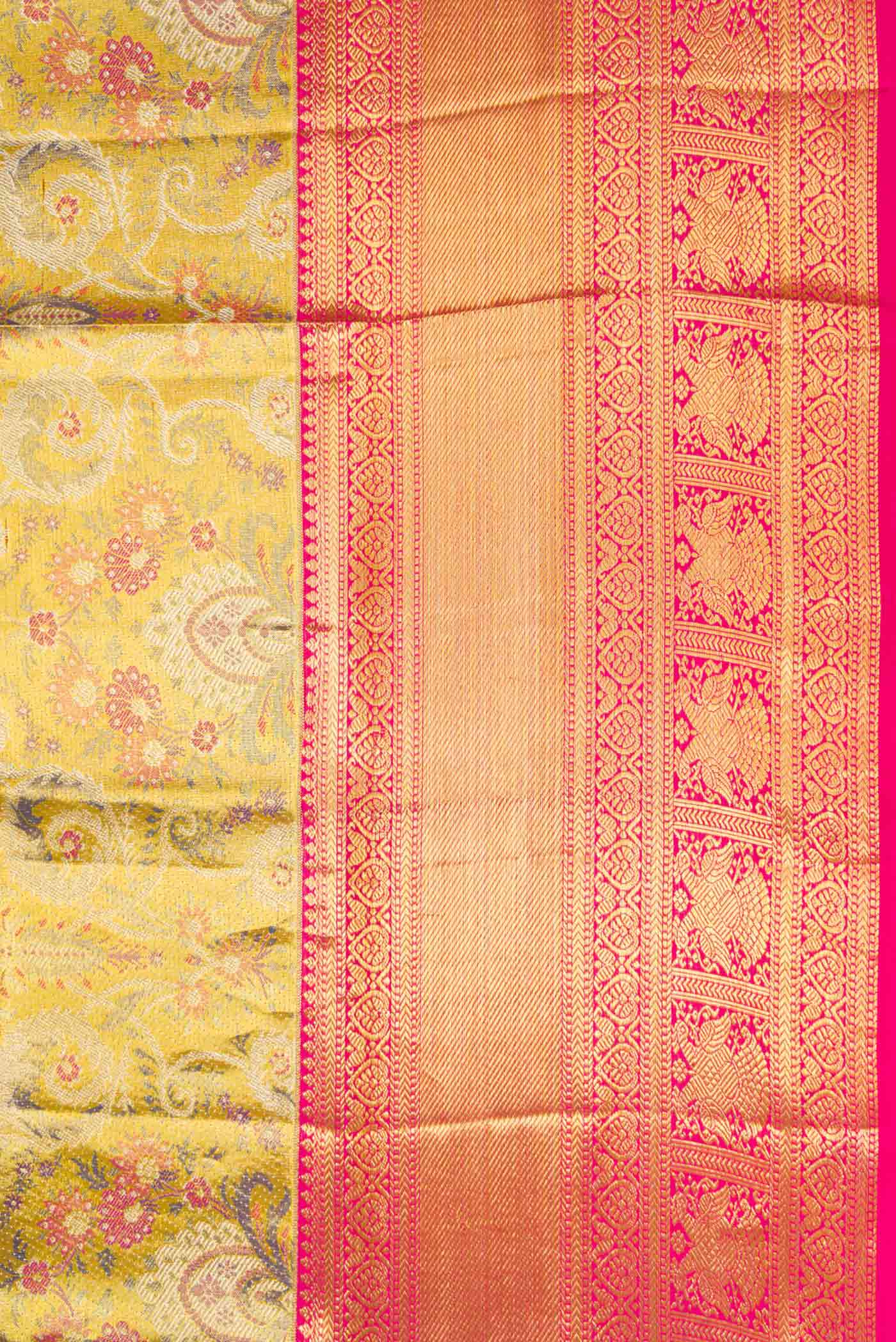Gold Dual Tone Kanchipuram Tissue Silk Saree - Image 3